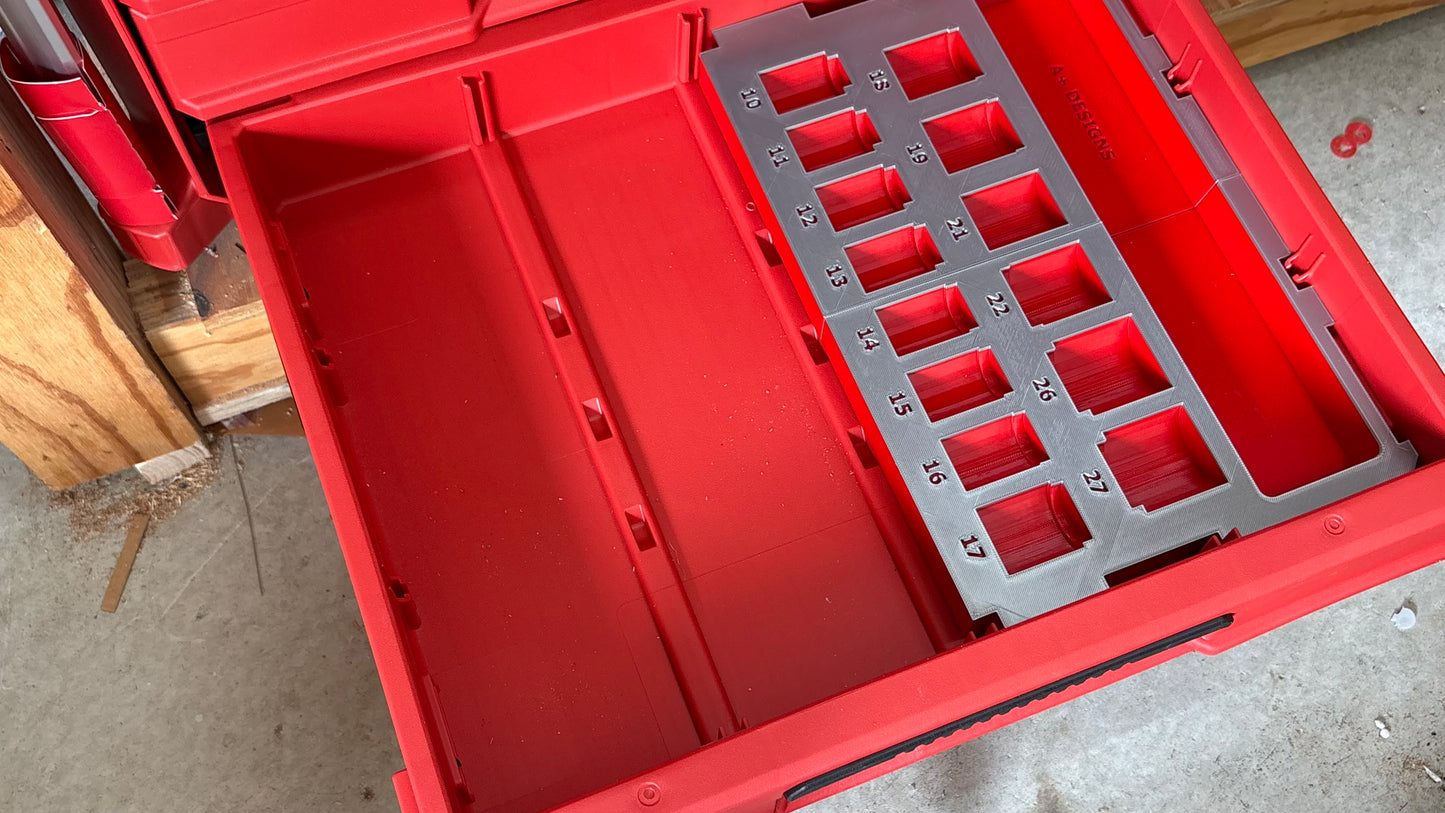 3D printed Drawer insert for the Milwaukee metric SHOCKWAVE impact socket set 49-66-7013