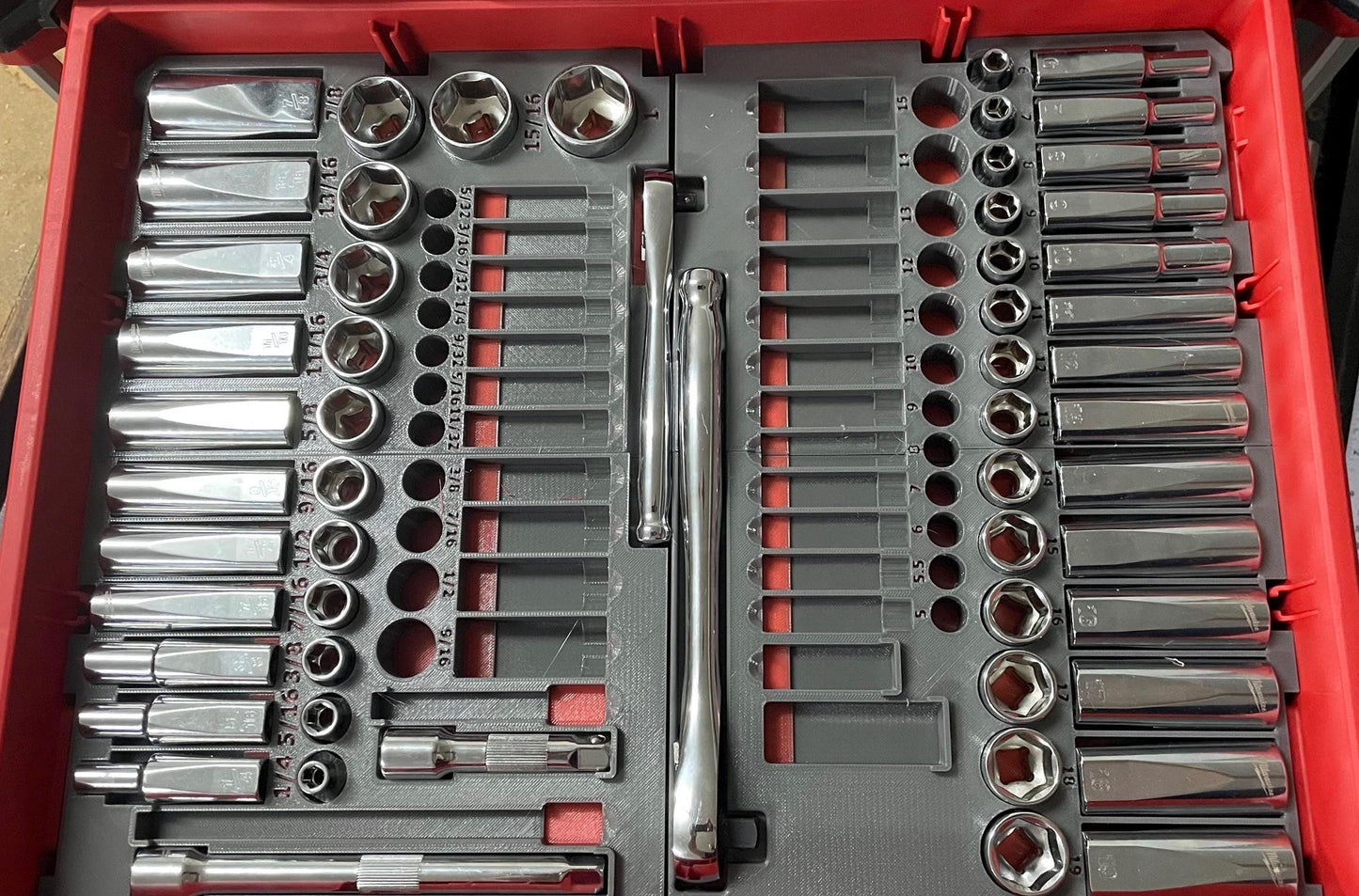 3D Printed drawer insert for 106pc Milwaukee Socket set 48-22-9486