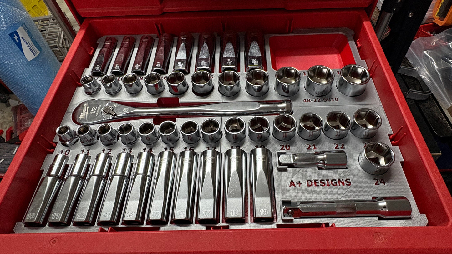3D Printed drawer insert for the Milwaukee 1/2 Socket set 48-22-9010
