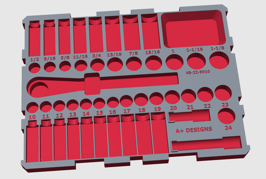 3D Printer file - drawer insert for the Milwaukee 1/2 Socket set 48-22-9010