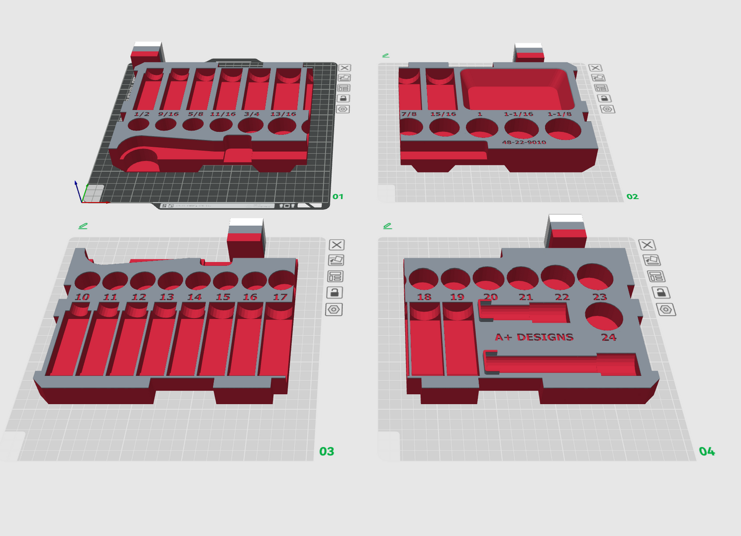 3D Printer file - drawer insert for the Milwaukee 1/2 Socket set 48-22-9010