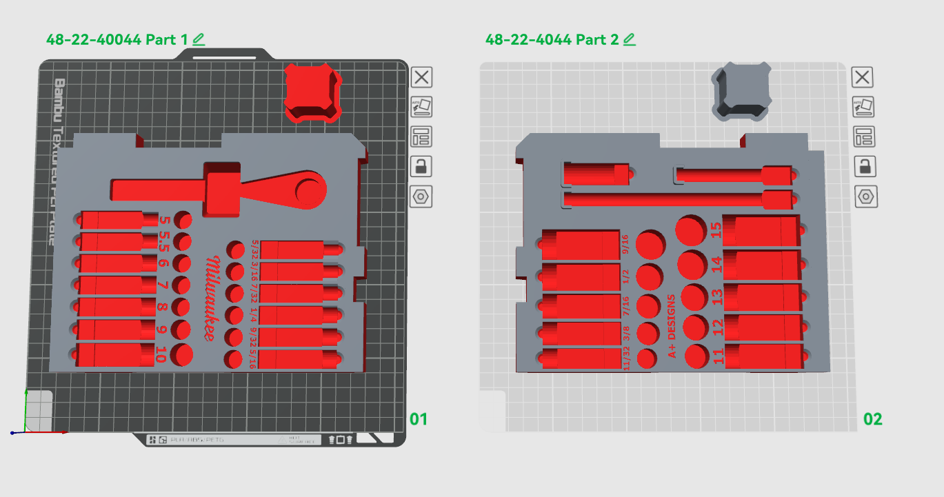 DIGITAL DOWNLOAD STL*** Milwaukee Drawer Packout 1/4 socket set 48-22-9004***