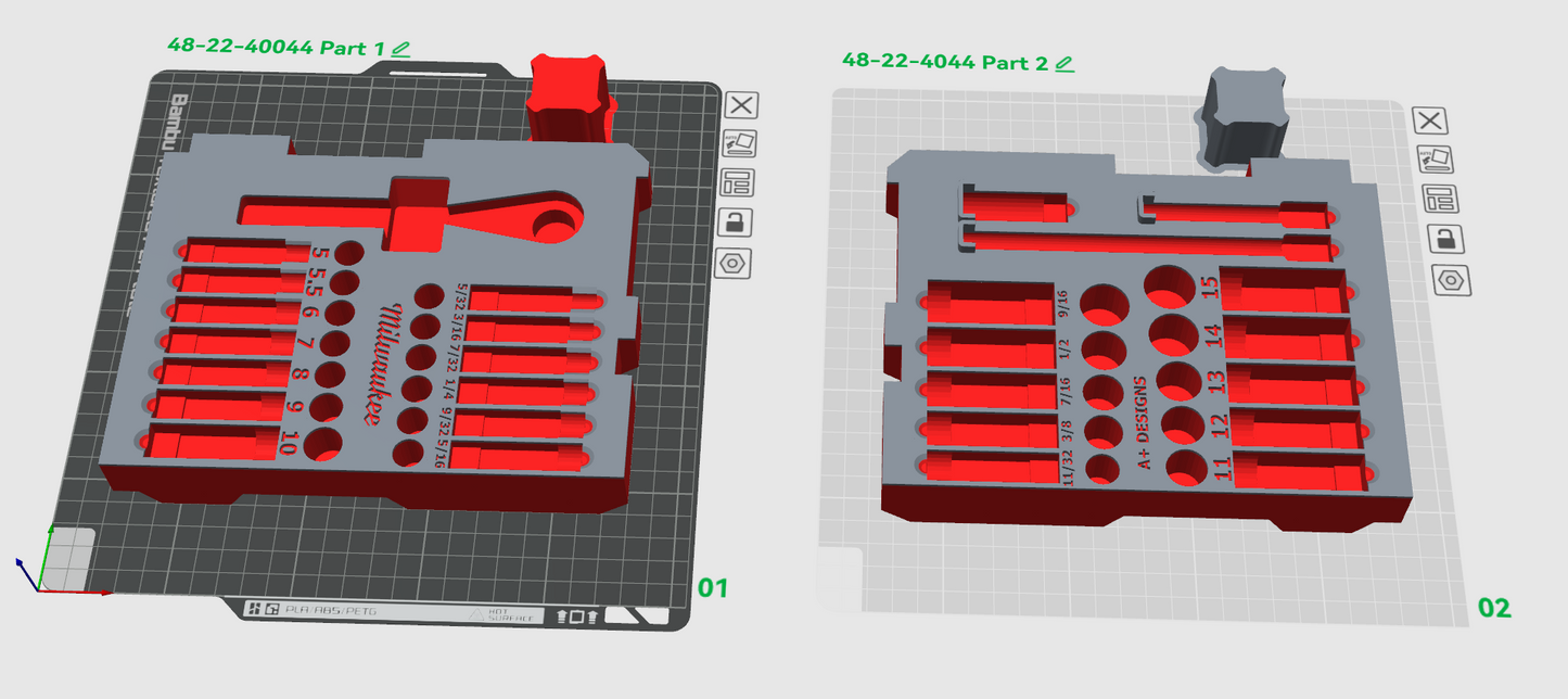 DIGITAL DOWNLOAD STL*** Milwaukee Drawer Packout 1/4 socket set 48-22-9004***