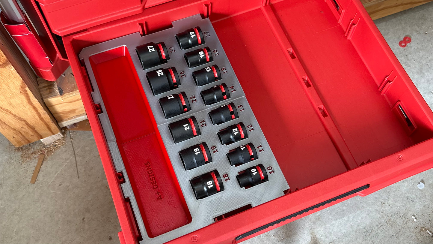 3D printed Drawer insert for the Milwaukee metric SHOCKWAVE impact socket set 49-66-7013
