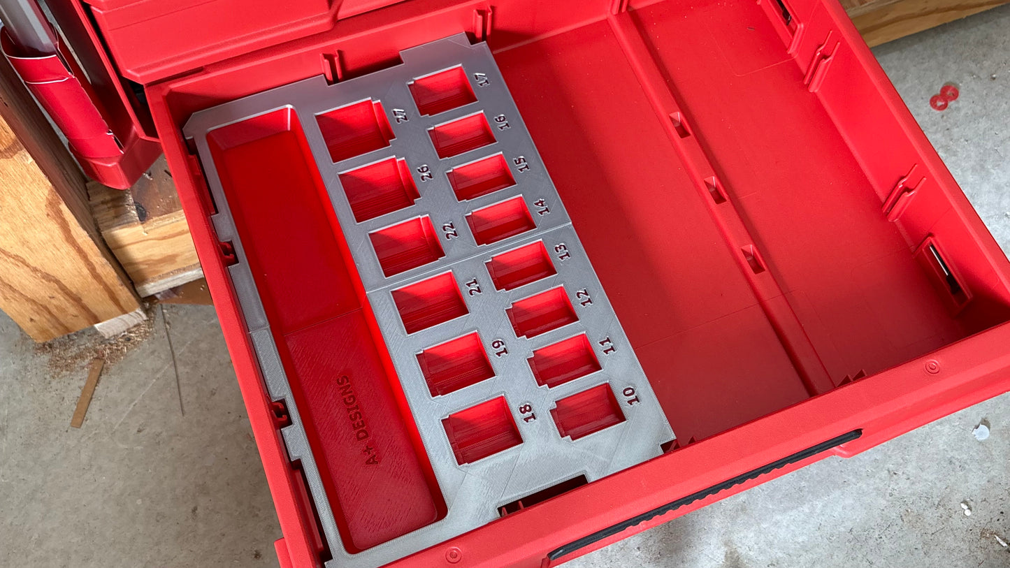 3D printed Drawer insert for the Milwaukee metric SHOCKWAVE impact socket set 49-66-7013