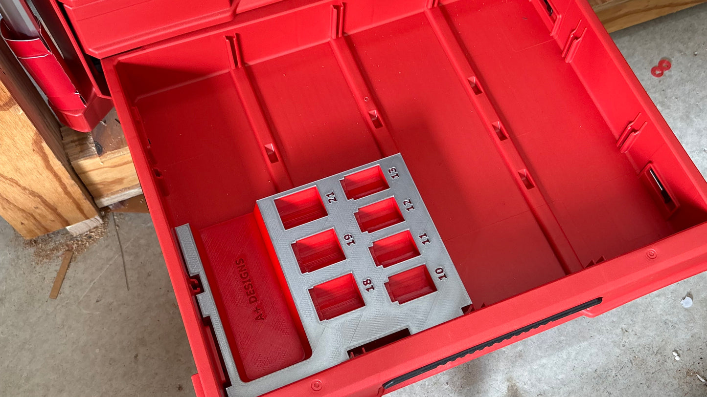 3D printed Drawer insert for the Milwaukee metric SHOCKWAVE impact socket set 49-66-7013
