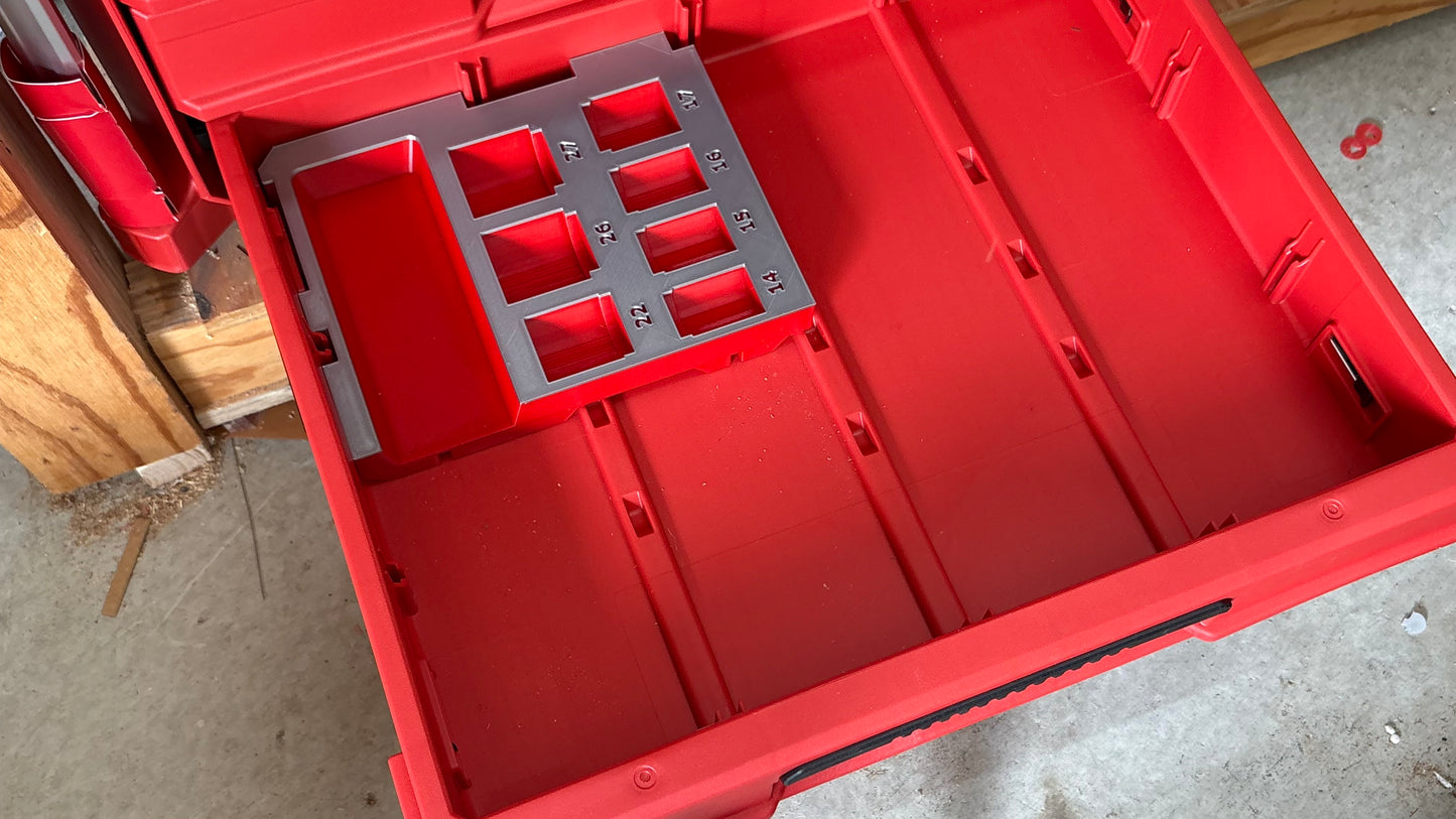3D printed Drawer insert for the Milwaukee metric SHOCKWAVE impact socket set 49-66-7013