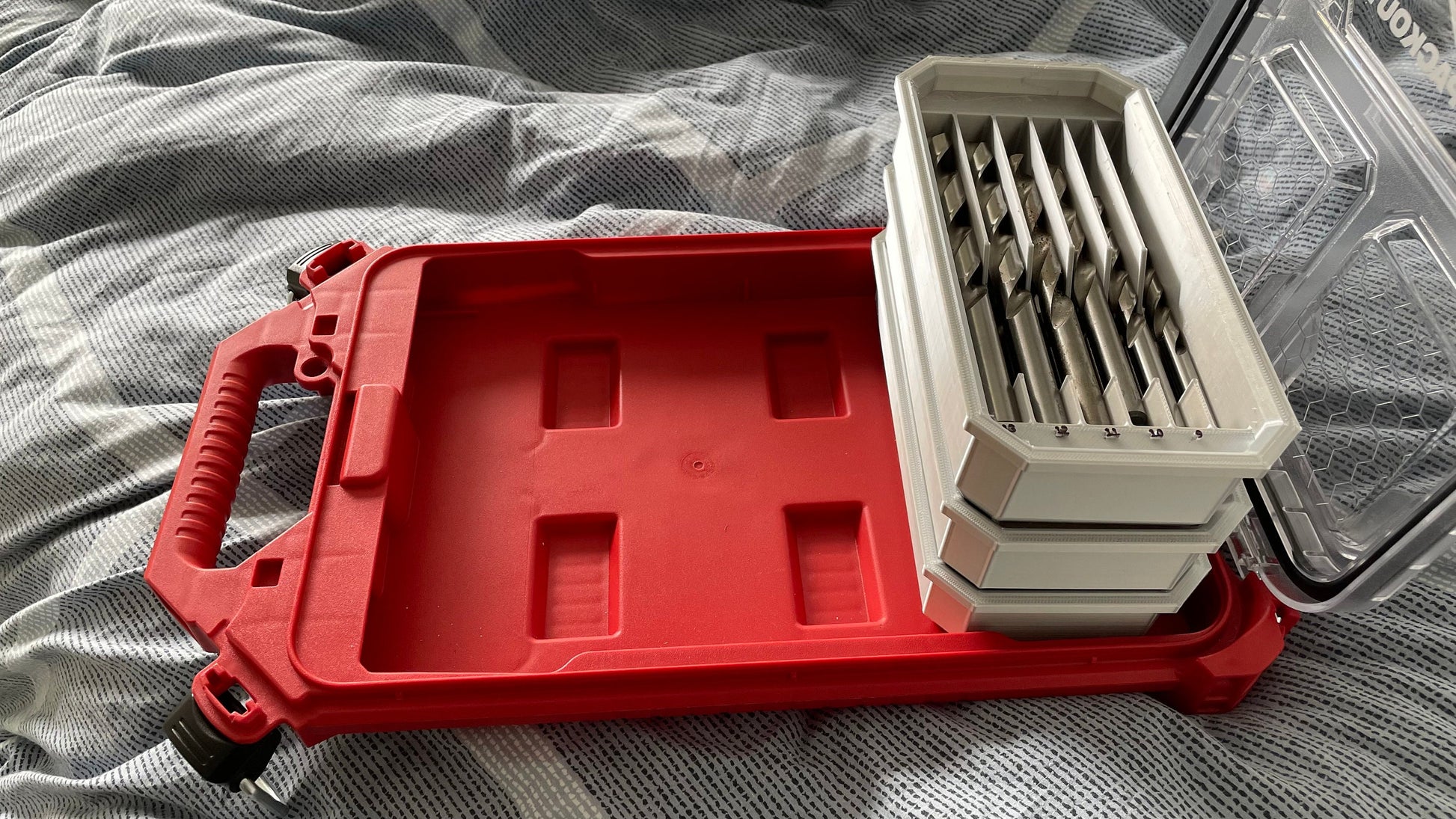 STL*** Milwaukee Packout Slim Bin Drill Bit organisers 3 Pack, Drill Bits and Spade Bits **STL FILE only