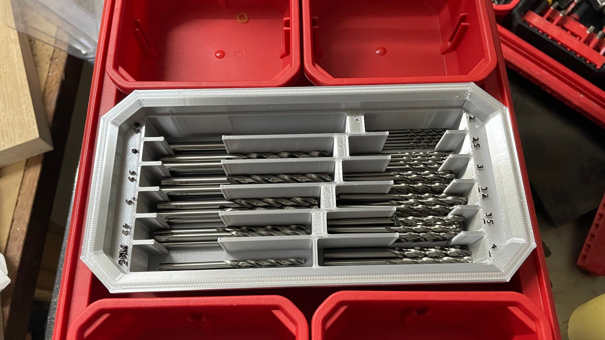 STL*** Milwaukee Packout Slim Bin Drill bit holder Small Imperial bits**STL ONLY**