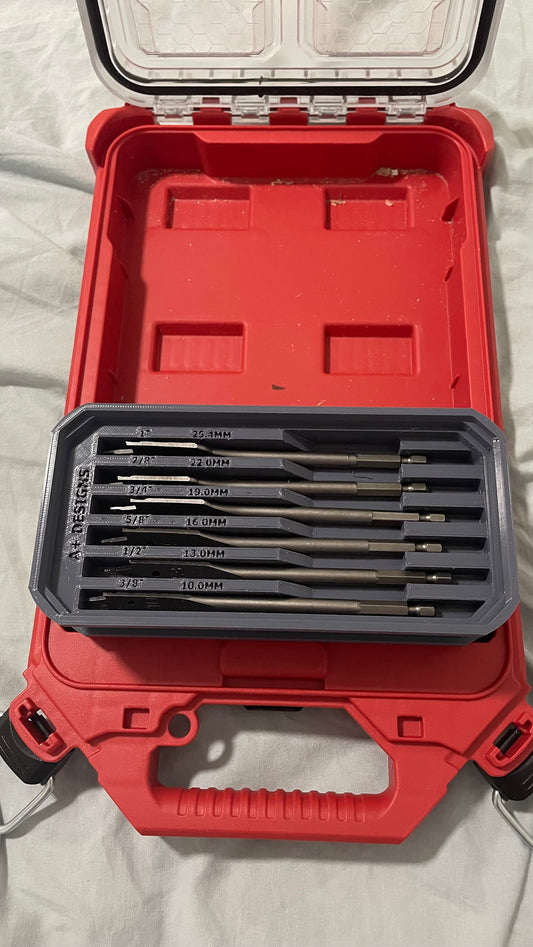 Milwaukee Packout slim bin divider for spade / paddle bits Metric or Imperial 10,13,16,19,22,25mm - 3/8, 1/2, 5/8, 3/4, 7/8, 1" 48270147