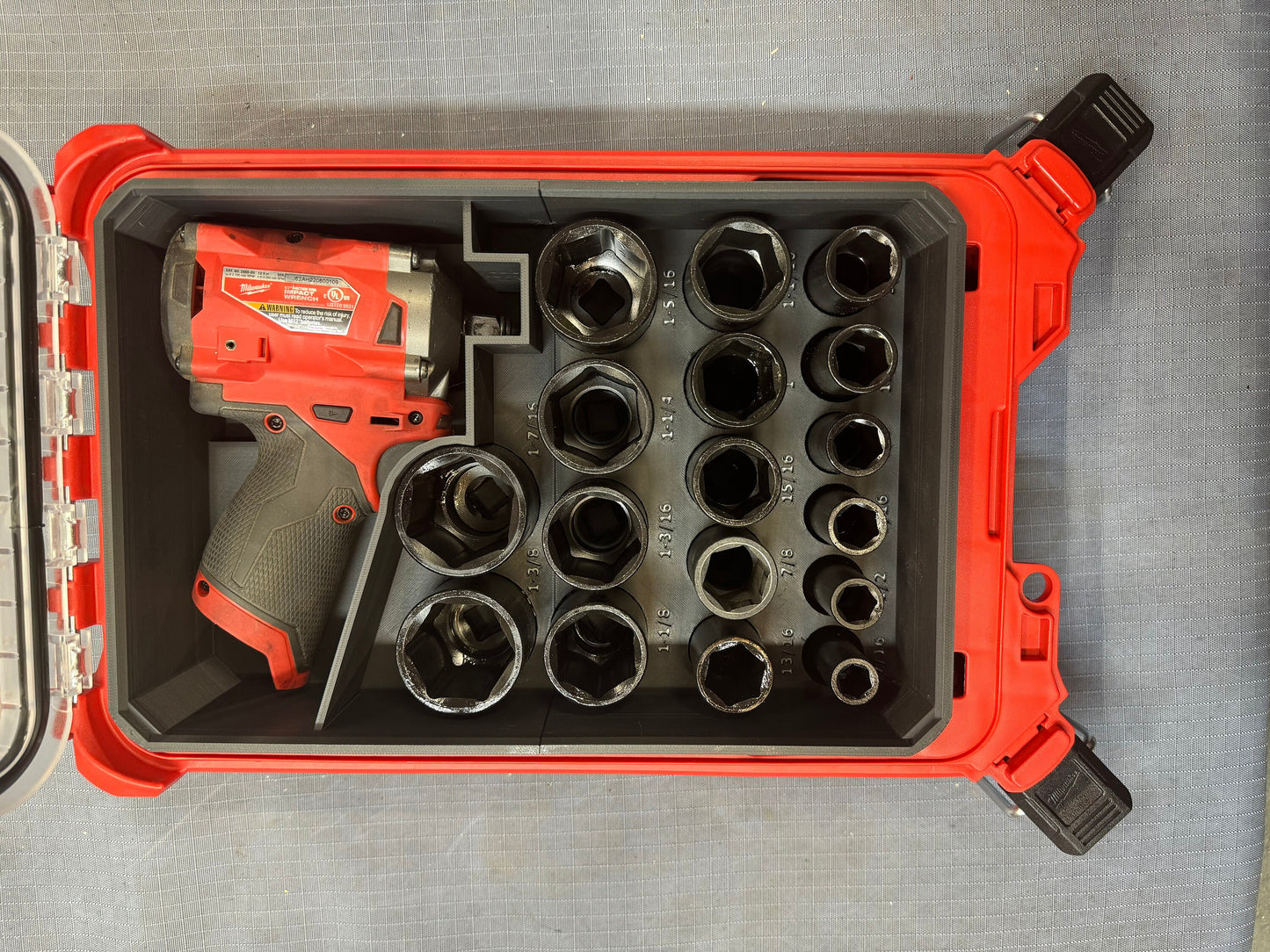 STL*** Milwaukee Packout Full size bin for impact socket set 49-66-7093 & M12 Impact Wrench DOWNLOAD ONLY***