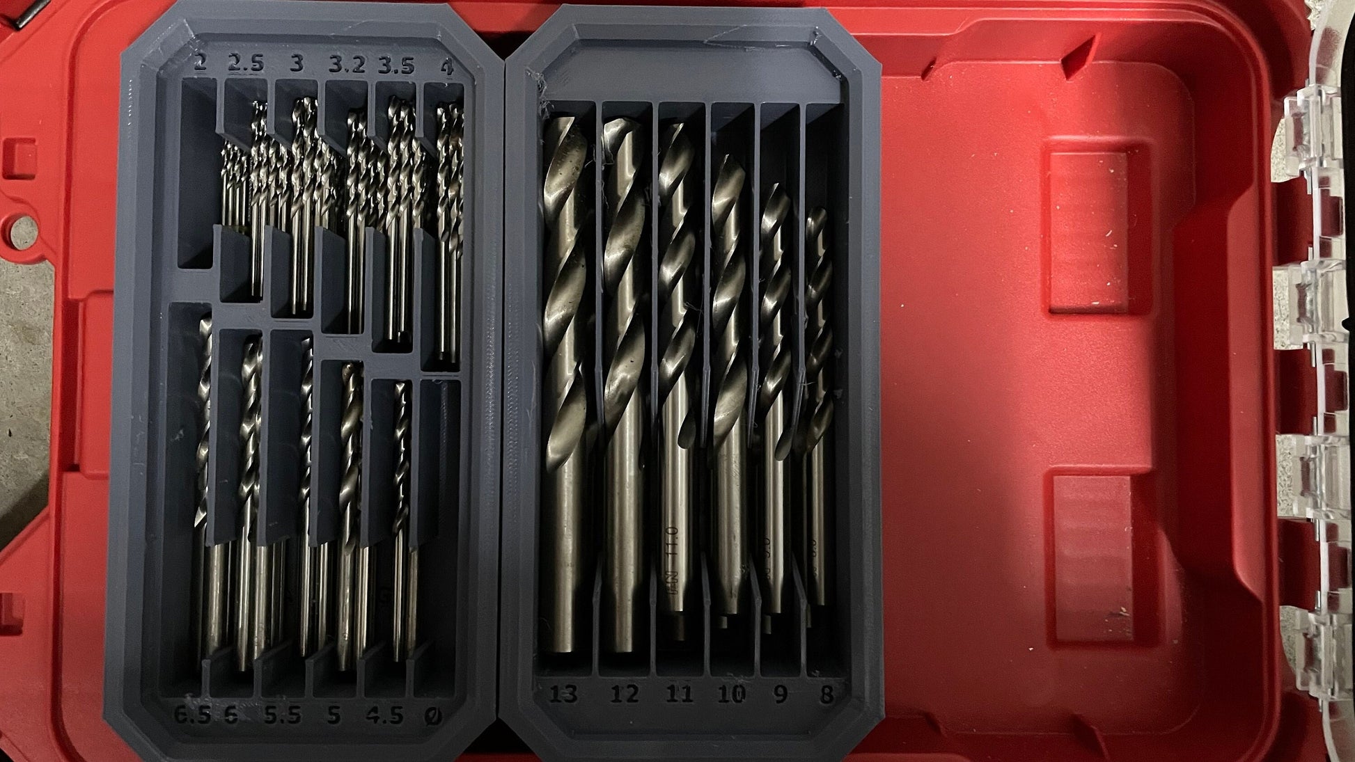 2 Milwaukee Packout slim bin dividers for Drill Bits in either Metric or Imperial