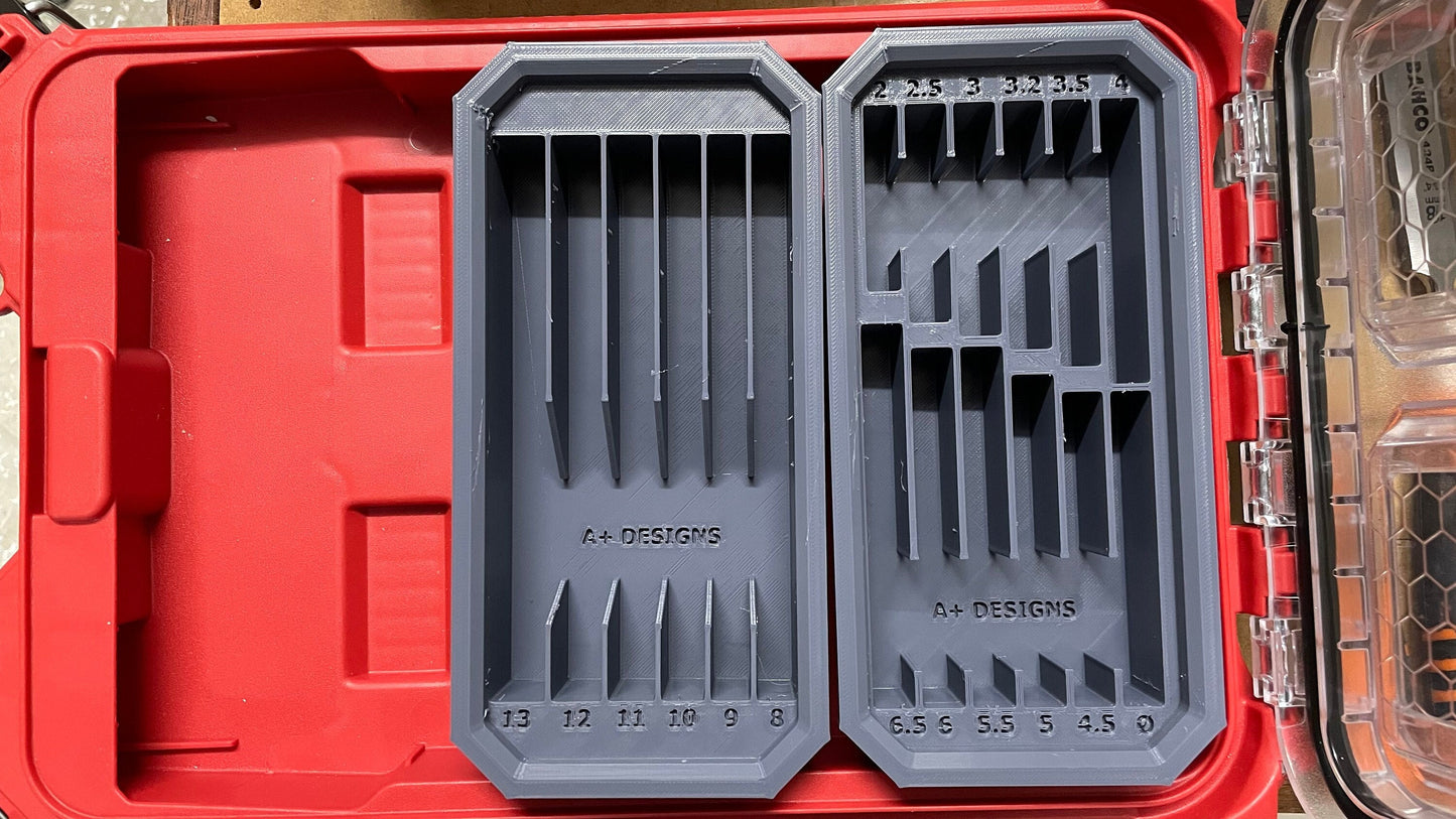 2 Milwaukee Packout slim bin dividers for Drill Bits in either Metric or Imperial