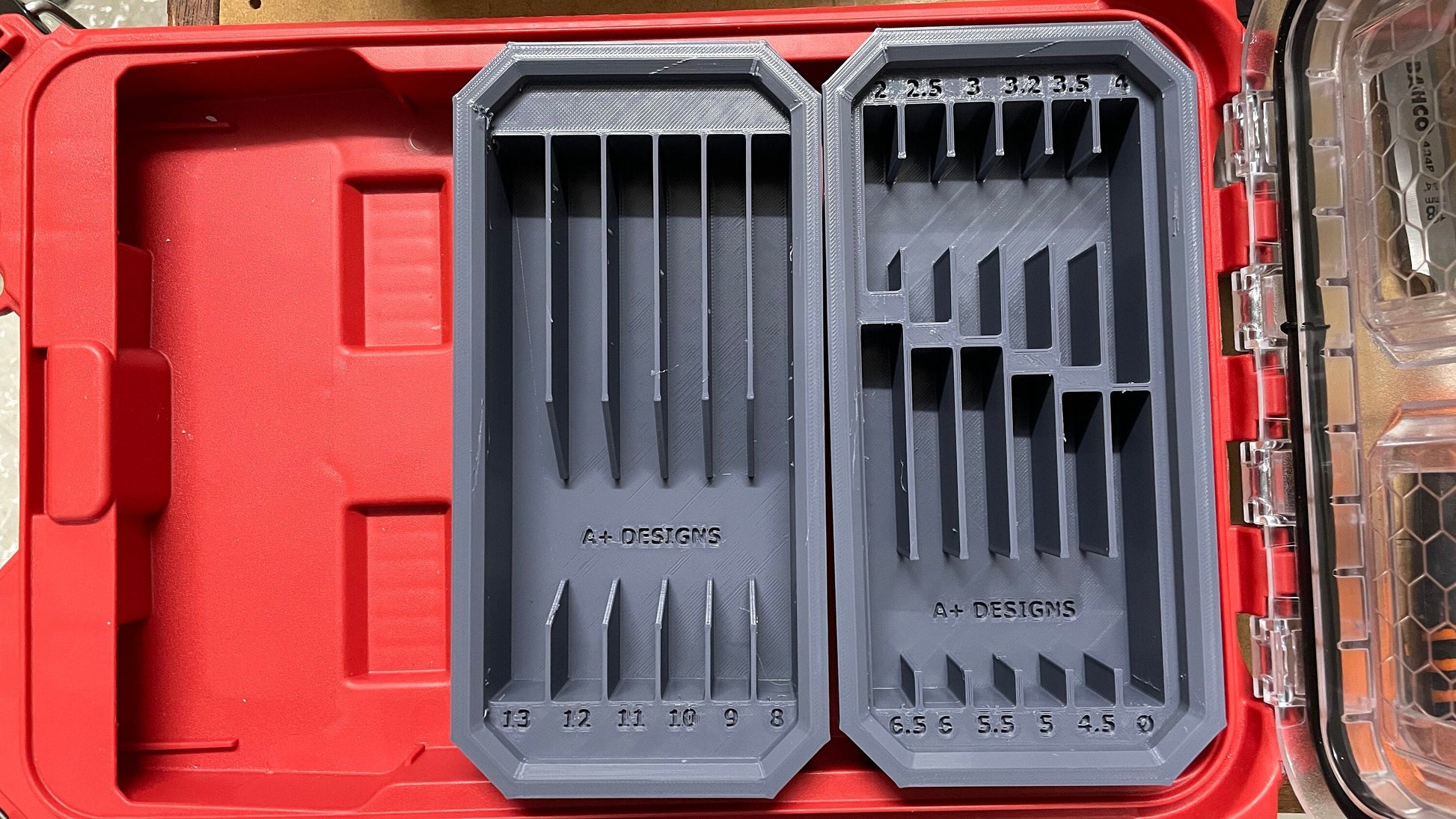 2 Milwaukee Packout slim bin dividers for Drill Bits in either Metric or Imperial