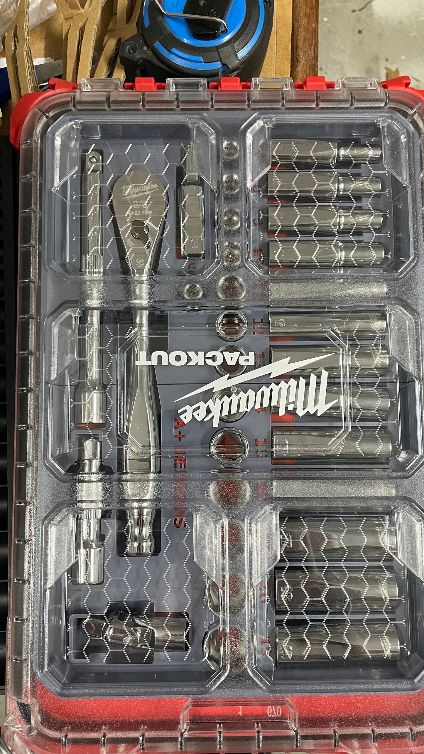 3D printed Packout insert for 3/8 Metric & SAE socket set for 48-22-9508 48-22-9408 Milwaukee Packout