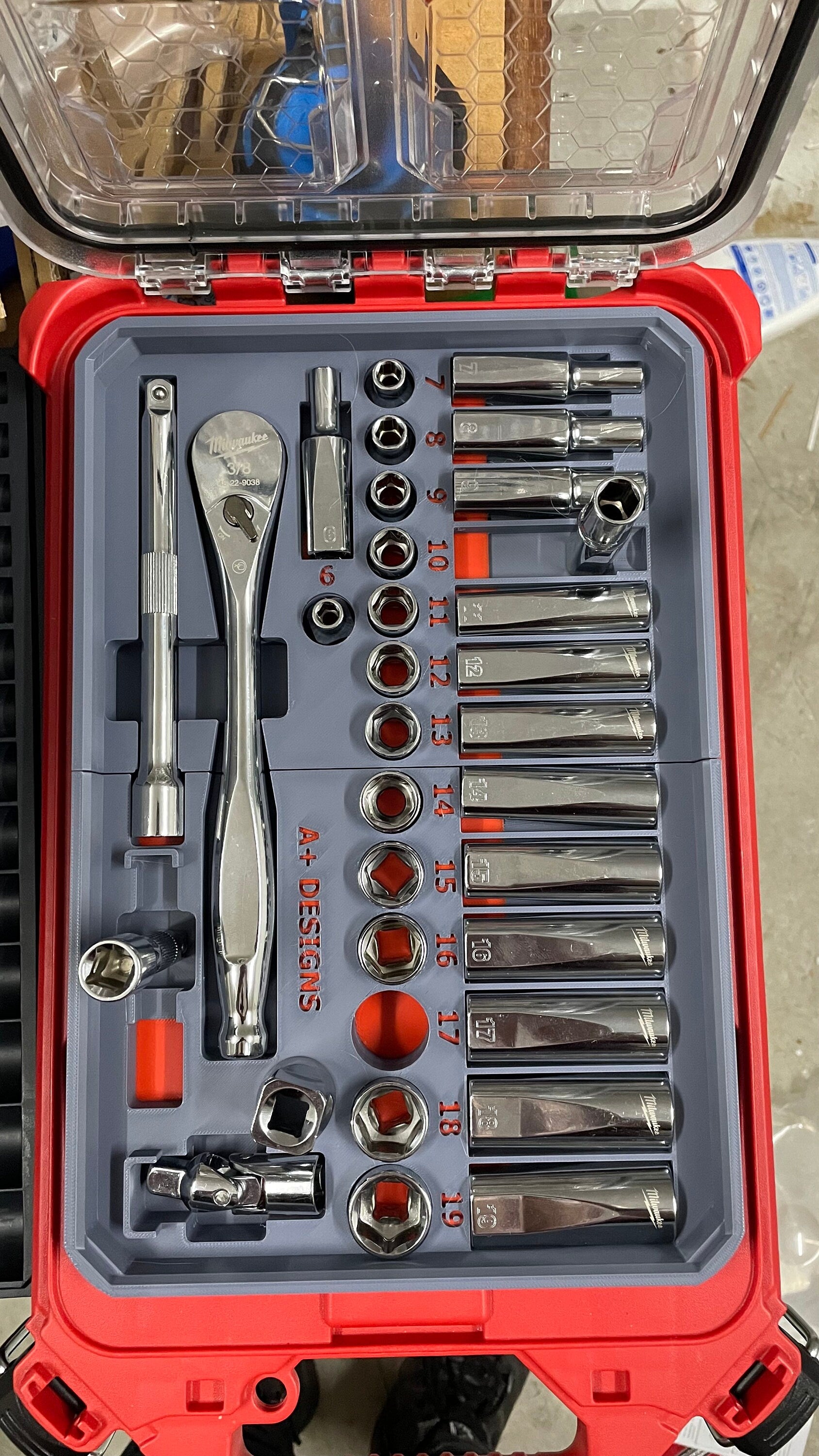 STL*** Packout insert for 3/8 Metric socket set for 48-22-9508 Milwaukee Packout*** STL ONLY