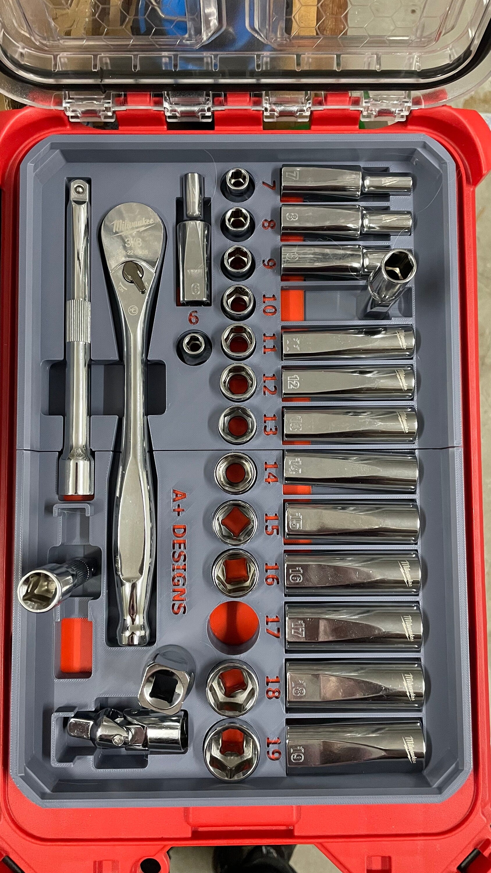 STL*** Packout insert for 3/8 Metric socket set for 48-22-9508 Milwaukee Packout*** STL ONLY