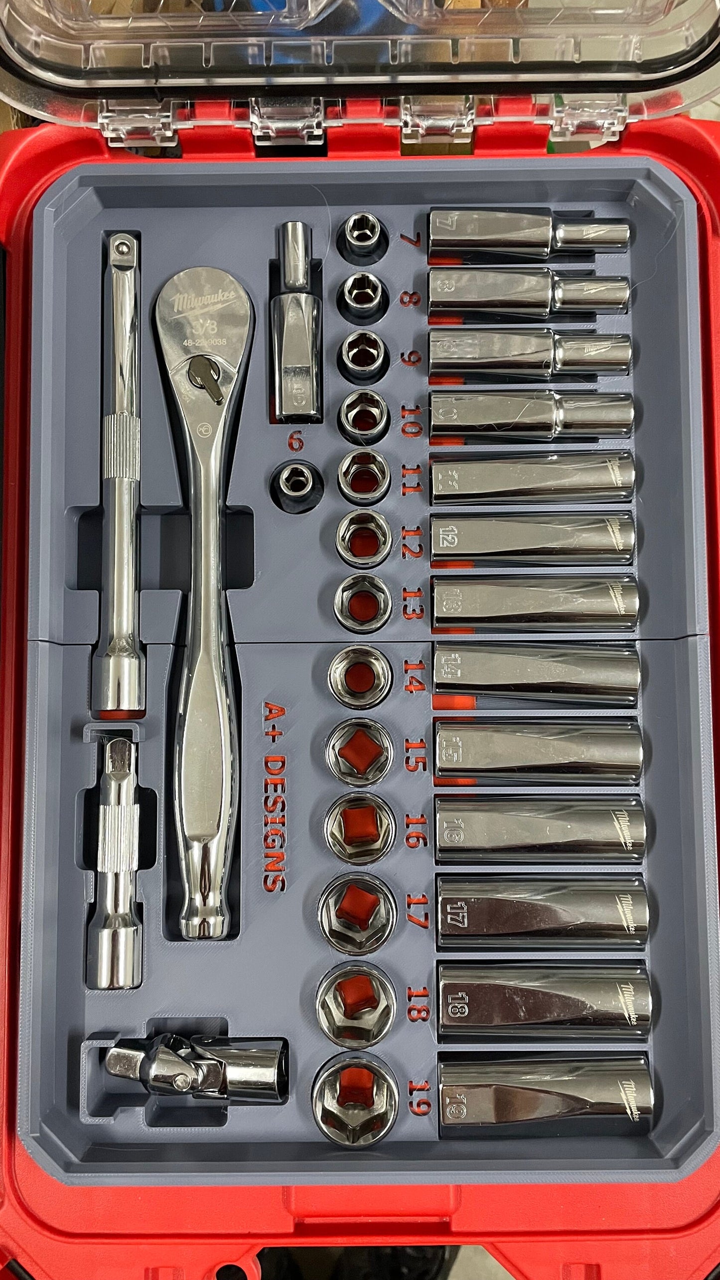 STL*** Packout insert for 3/8 Metric socket set for 48-22-9508 Milwaukee Packout*** STL ONLY