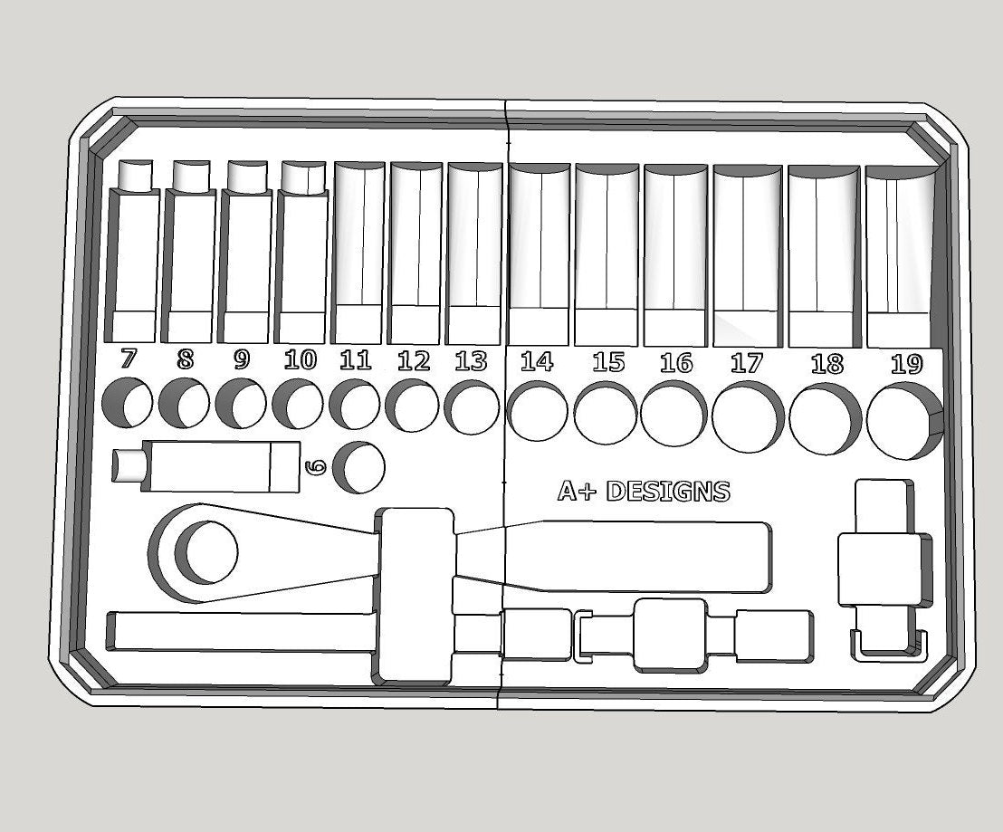 STL*** Packout insert for 3/8 Metric socket set for 48-22-9508 Milwaukee Packout*** STL ONLY
