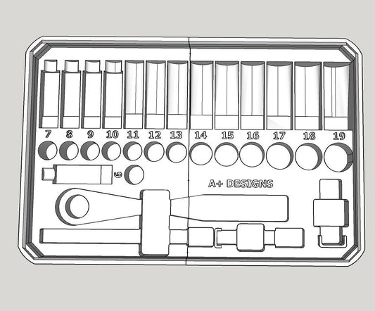 STL*** Packout insert for 3/8 Metric socket set for 48-22-9508 Milwaukee Packout*** STL ONLY