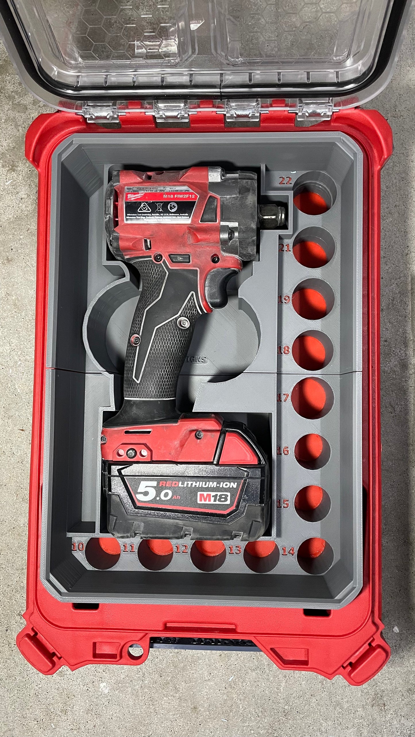 Milwaukee Packout Full size Bin for Stubby Impact FIW2F12 / FIW2P12 (2855-20 / 2885P-20) And / Or Metric Deep Impact socket set 49667054