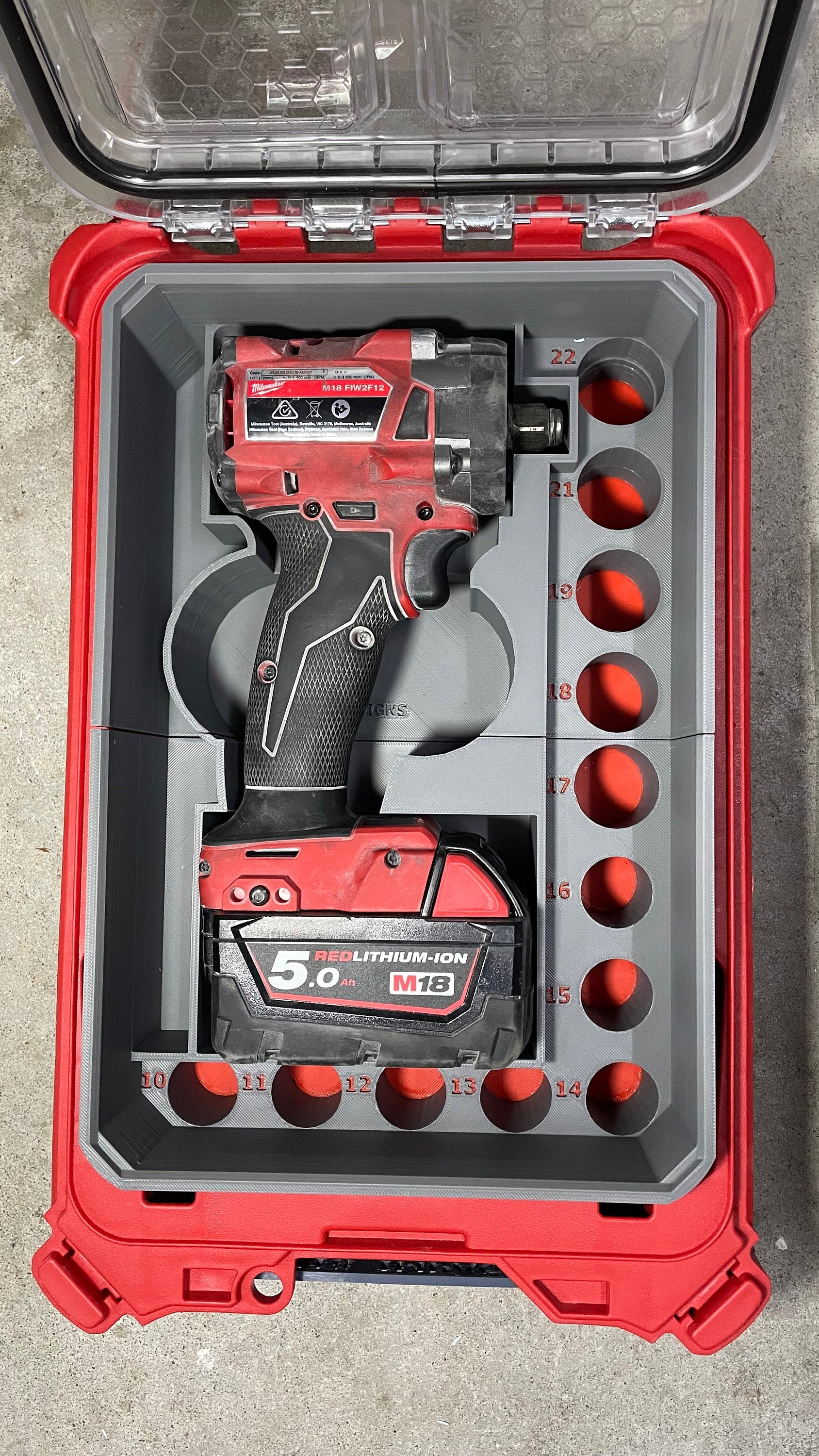 Milwaukee Packout Full size Bin for Stubby Impact FIW2F12 / FIW2P12 (2855-20 / 2885P-20) And / Or Metric Deep Impact socket set 49667054