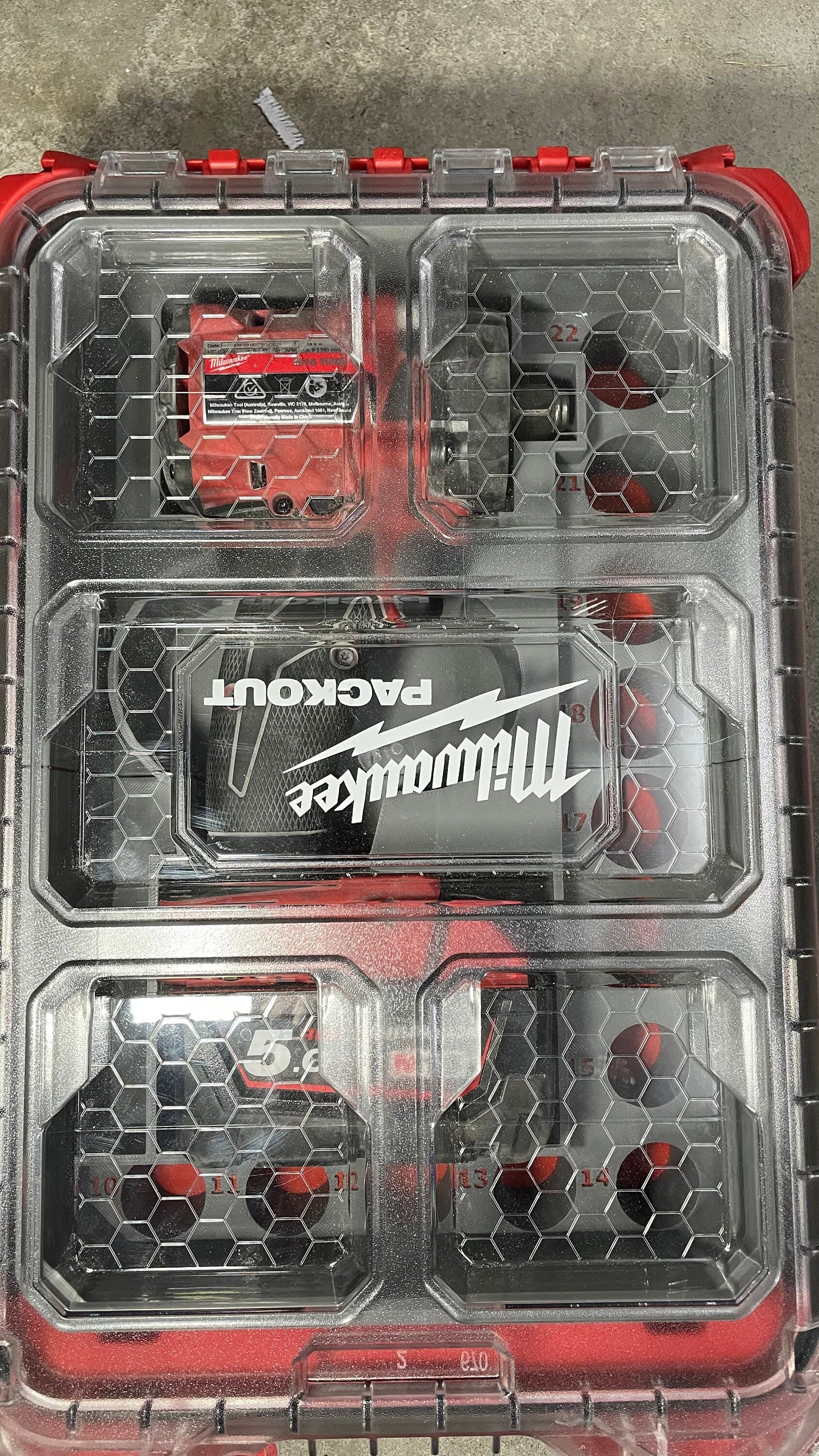 STL ONLY*** Milwaukee Packout Bin for Stubby Impact FIW2F12 / FIW2P12 (2855-20 / 2885P-20) with Metric Deep Impact socket set 49667054 ***