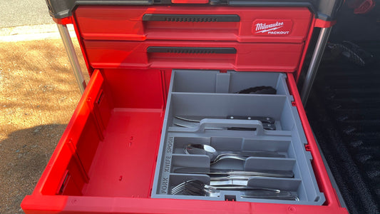 Milwaukee 2 Drawer Over-landing / Camping cutlery and storage solution 48-22-8442