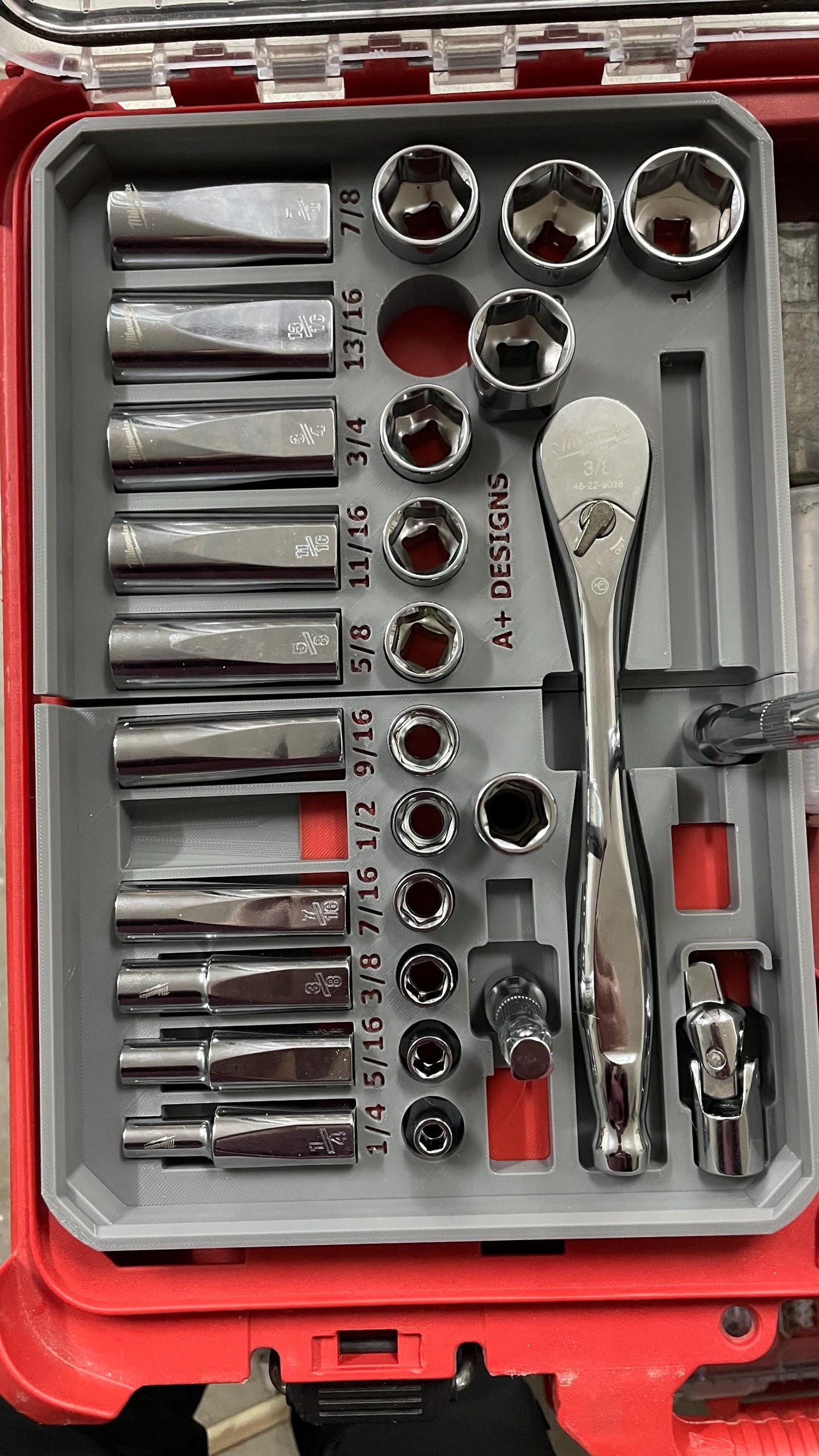 STL*** Packout insert for 3/8 SAE socket set for 48-22-9408 Milwaukee Packout*** STL Only