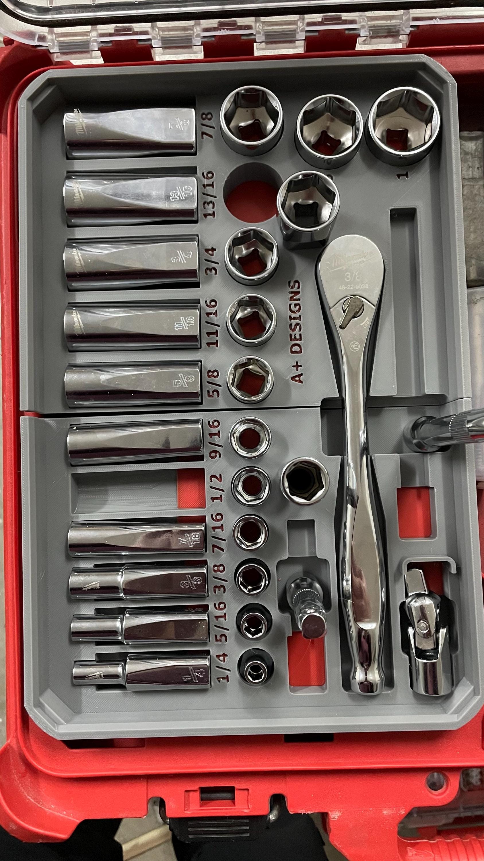 STL*** Packout insert for 3/8 SAE socket set for 48-22-9408 Milwaukee Packout*** STL Only