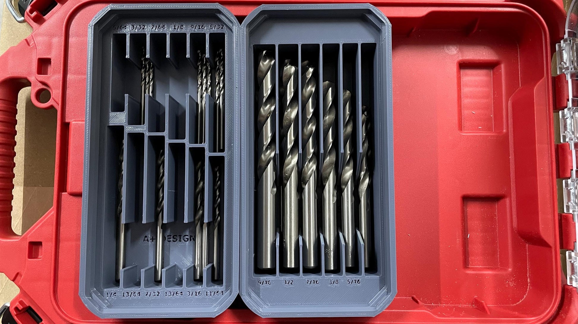 2 Milwaukee Packout slim bin dividers for Drill Bits in either Metric or Imperial