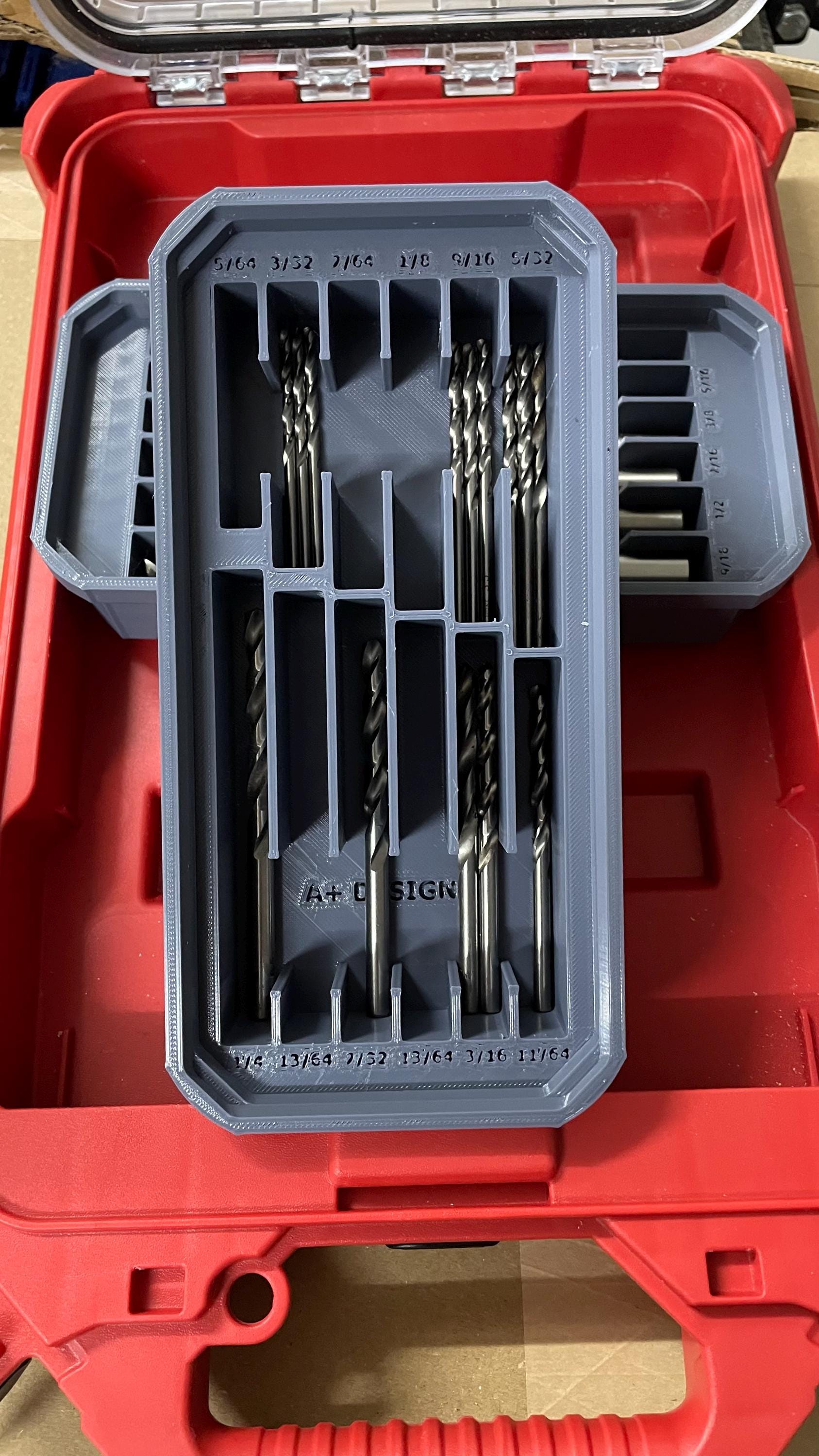 2 Milwaukee Packout slim bin dividers for Drill Bits in either Metric or Imperial