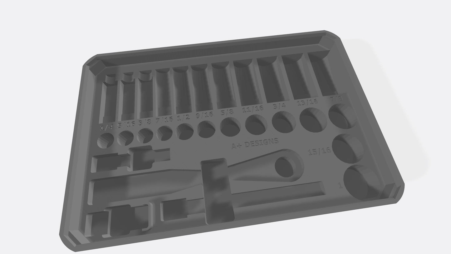 STL*** Packout insert for 3/8 SAE socket set for 48-22-9408 Milwaukee Packout*** STL Only