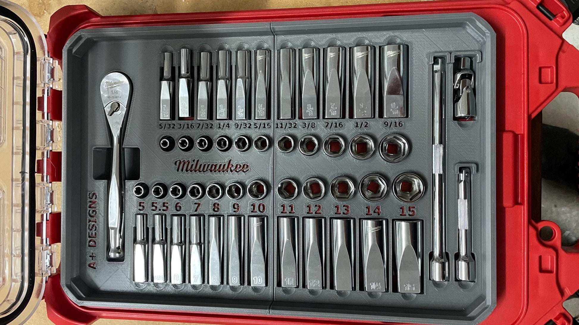 DIGITAL DOWNLOAD STL*** Milwaukee Compact Packout 1/4 socket set 48-22-9004***