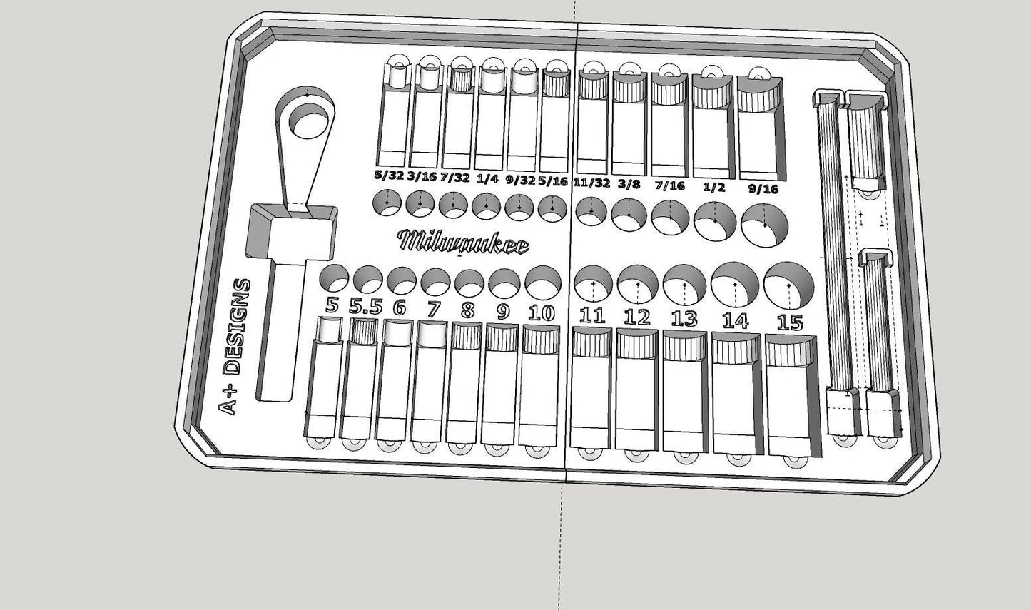 DIGITAL DOWNLOAD STL*** Milwaukee Compact Packout 1/4 socket set 48-22-9004***