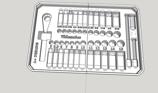 DIGITAL DOWNLOAD STL*** Milwaukee Compact Packout 1/4 socket set 48-22-9004***