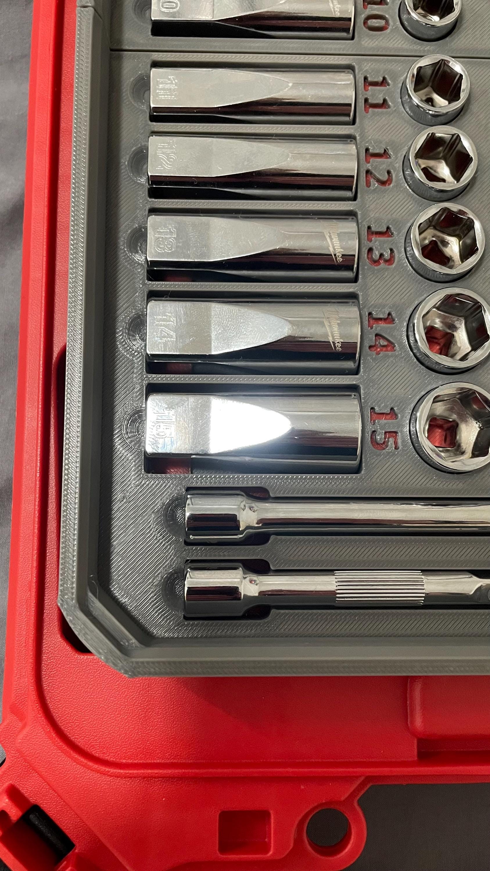 3D printed Milwaukee Compact Packout 1/4 socket set 48-22-9004 holder