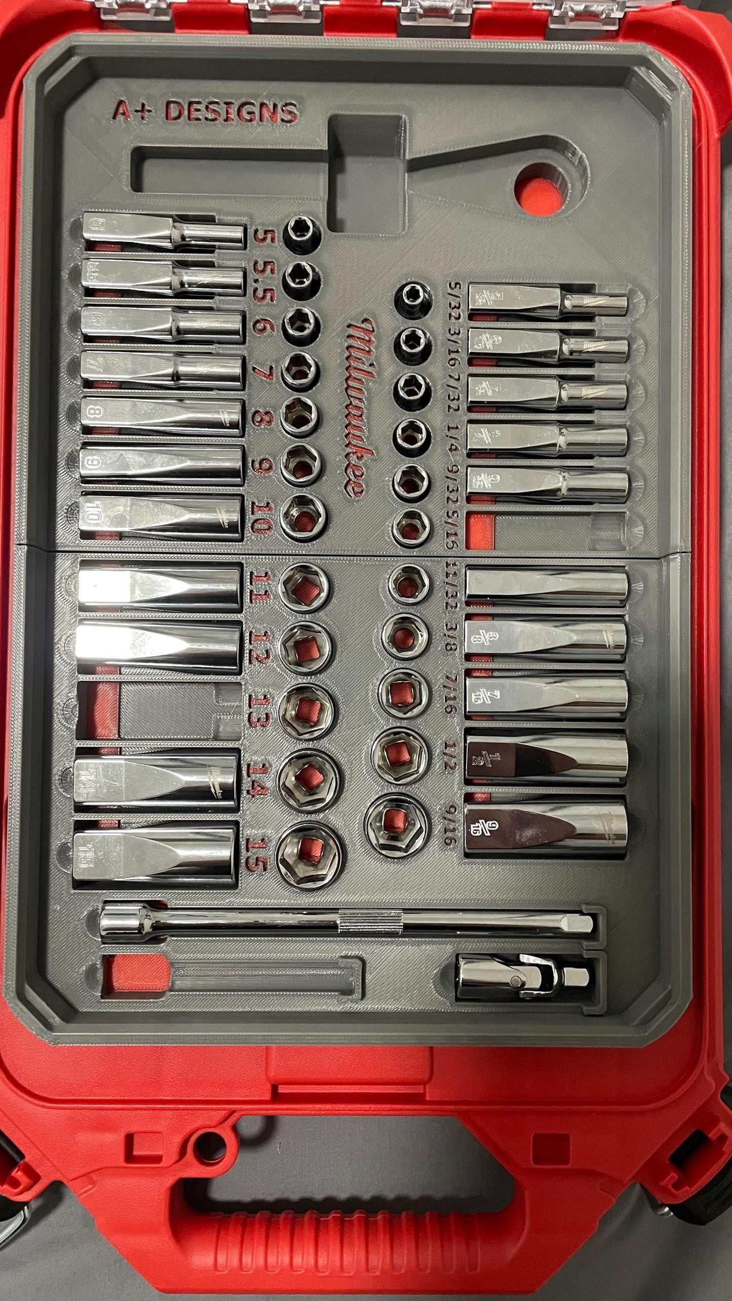 3D printed Milwaukee Compact Packout 1/4 socket set 48-22-9004 holder