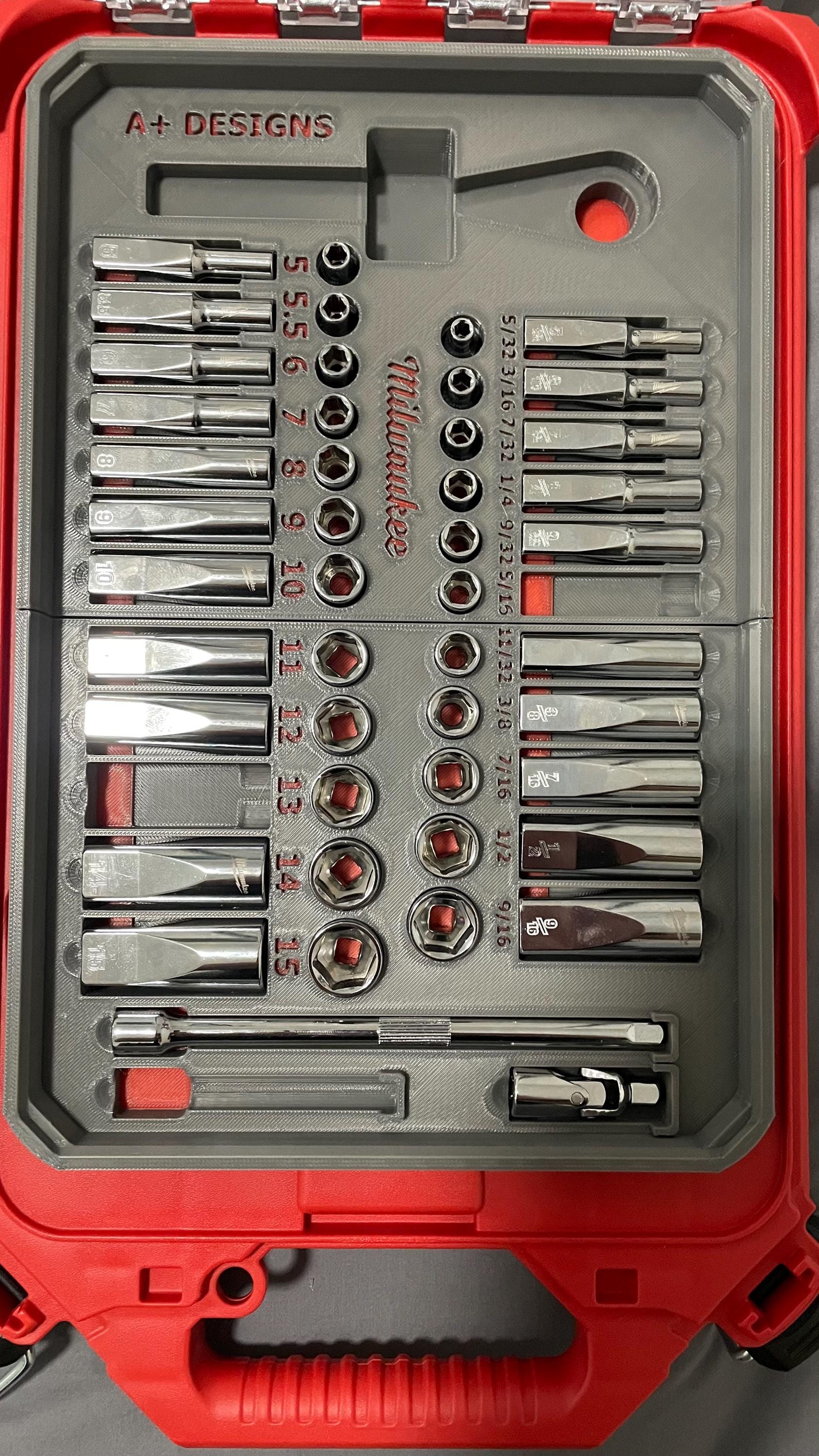 3D printed Milwaukee Compact Packout 1/4 socket set 48-22-9004 holder