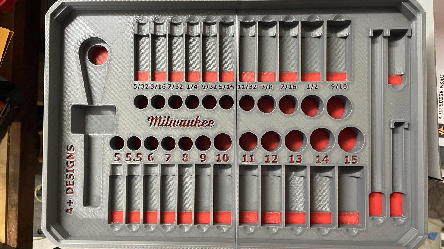 3D printed Milwaukee Compact Packout 1/4 socket set 48-22-9004 holder