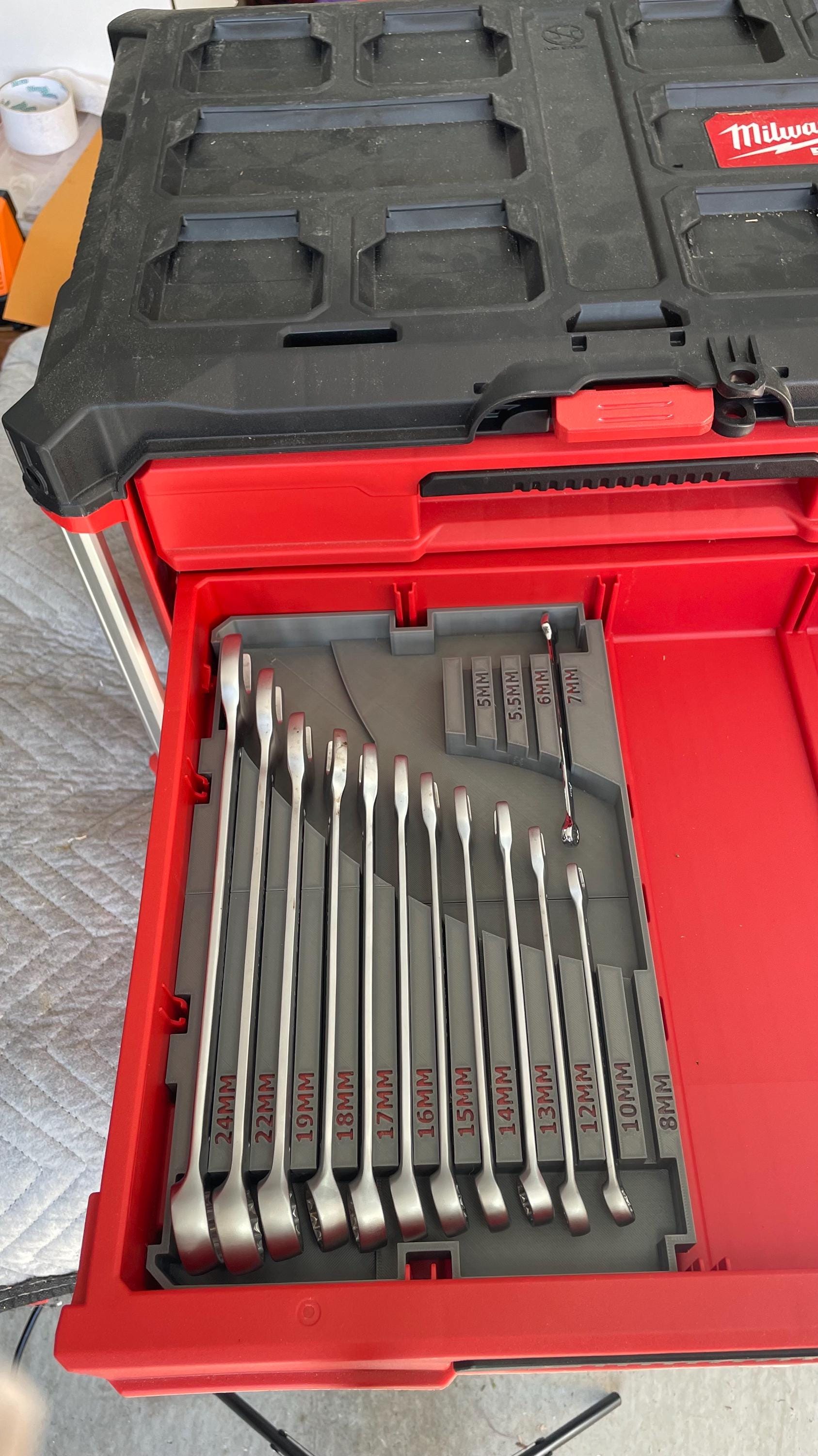 3D printed spanner divider for the Milwaukee Packout 4 Drawer system Metric or SAE