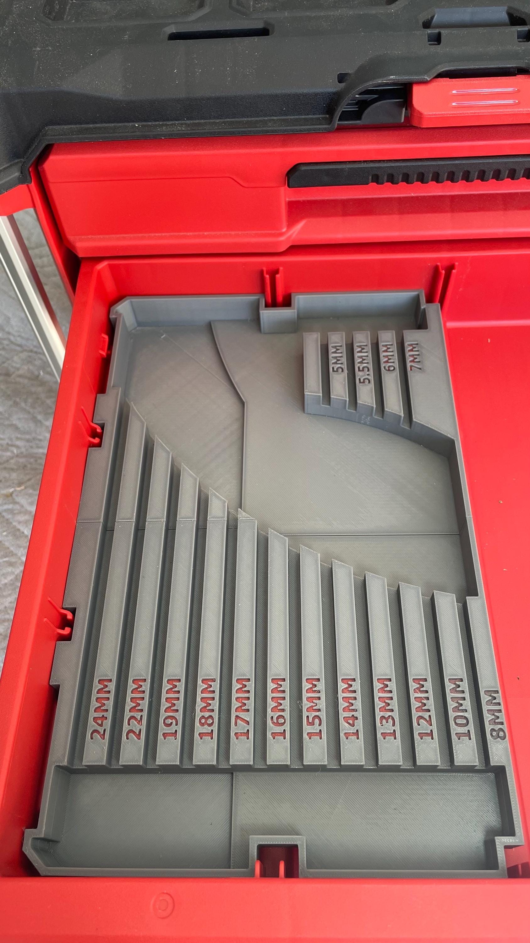 3D printed spanner divider for the Milwaukee Packout 4 Drawer system Metric or SAE