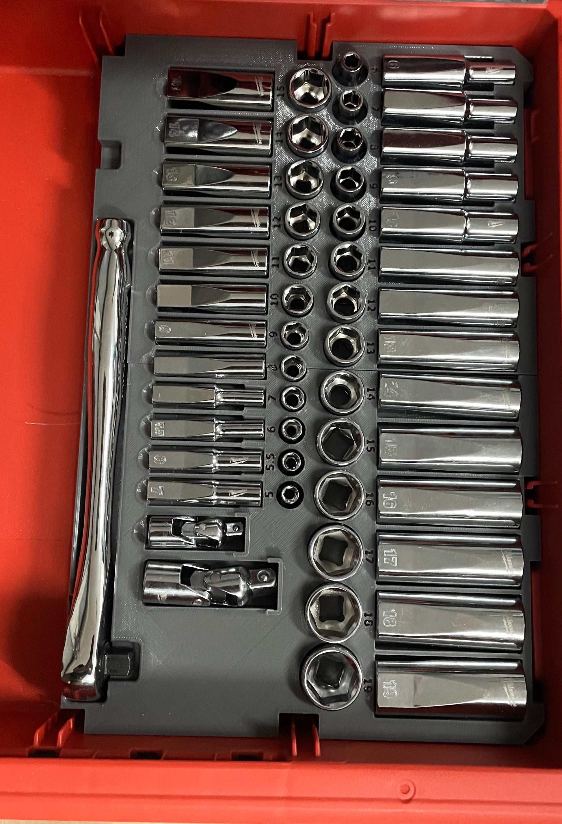 3D Printed drawer insert for 106pc Milwaukee Socket set 48-22-9486