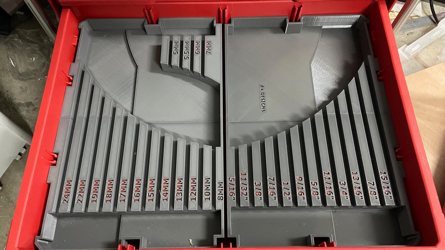 3D printed spanner divider for the Milwaukee Packout 4 Drawer system Metric or SAE