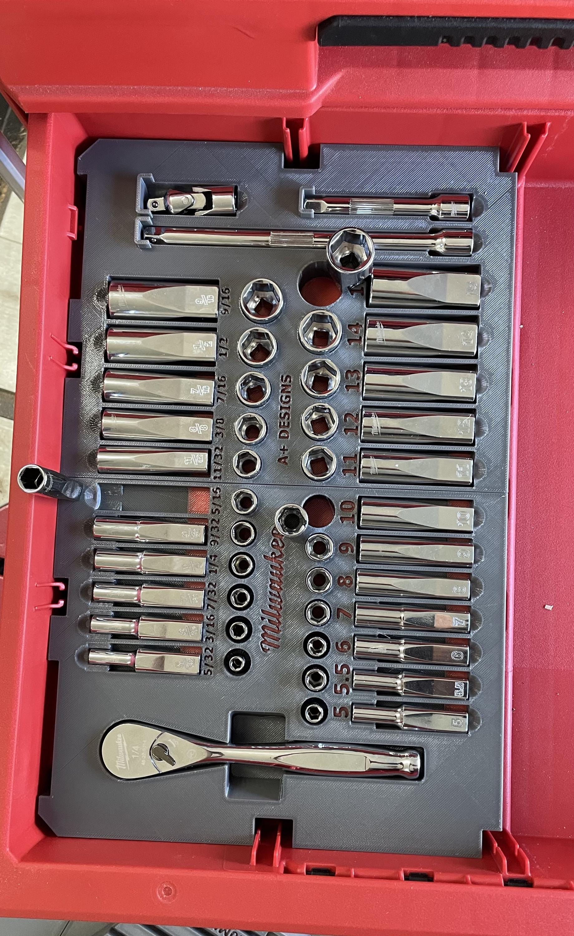 3D printed Milwaukee Drawer 1/4 socket set 48-22-9004 holder