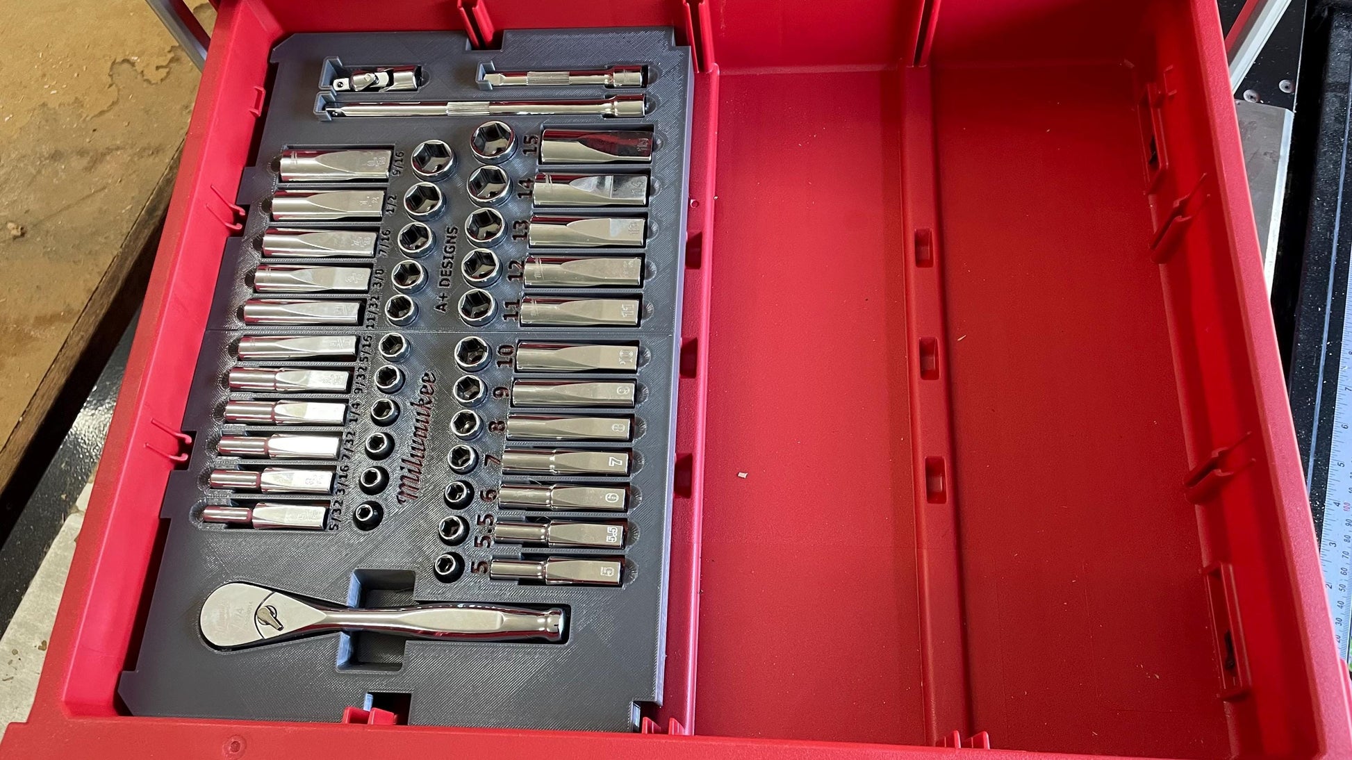 3D printed Milwaukee Drawer 1/4 socket set 48-22-9004 holder