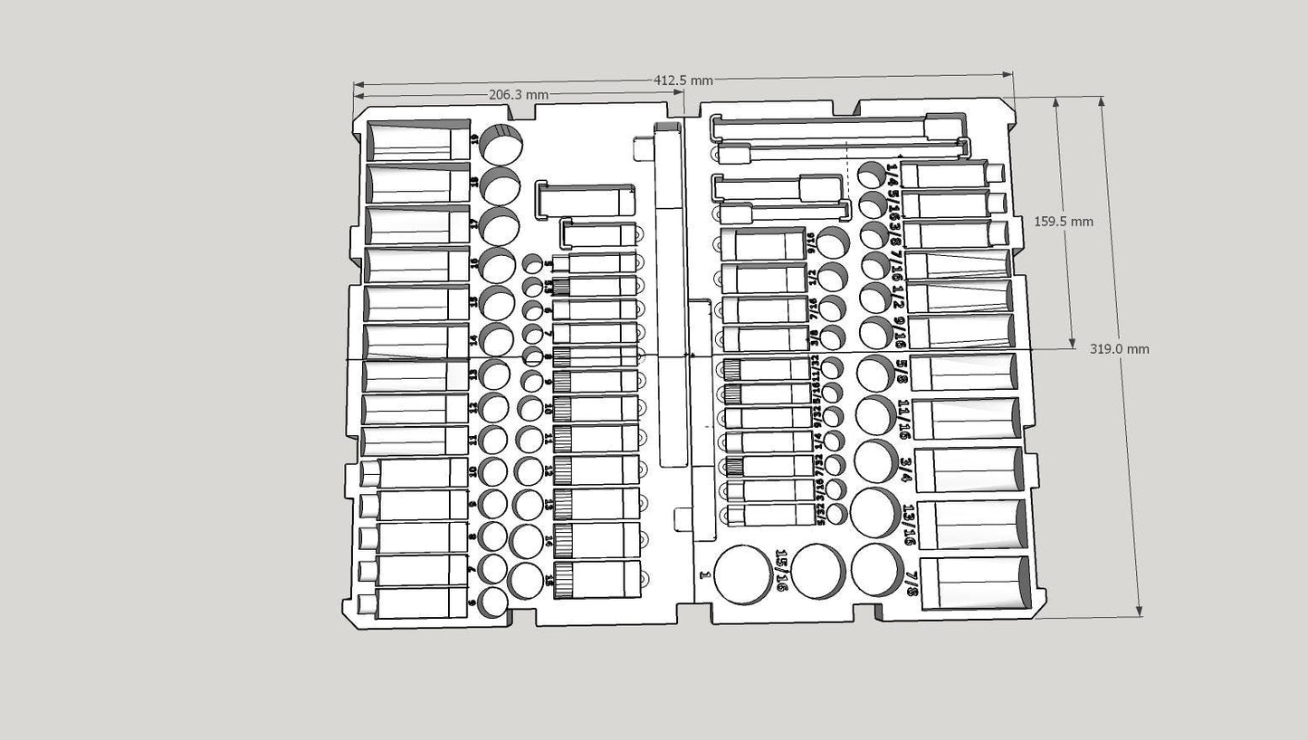 STL*** 3d Print File for 48-22-9486 socket set slim drawer Milwaukee Packout storage***