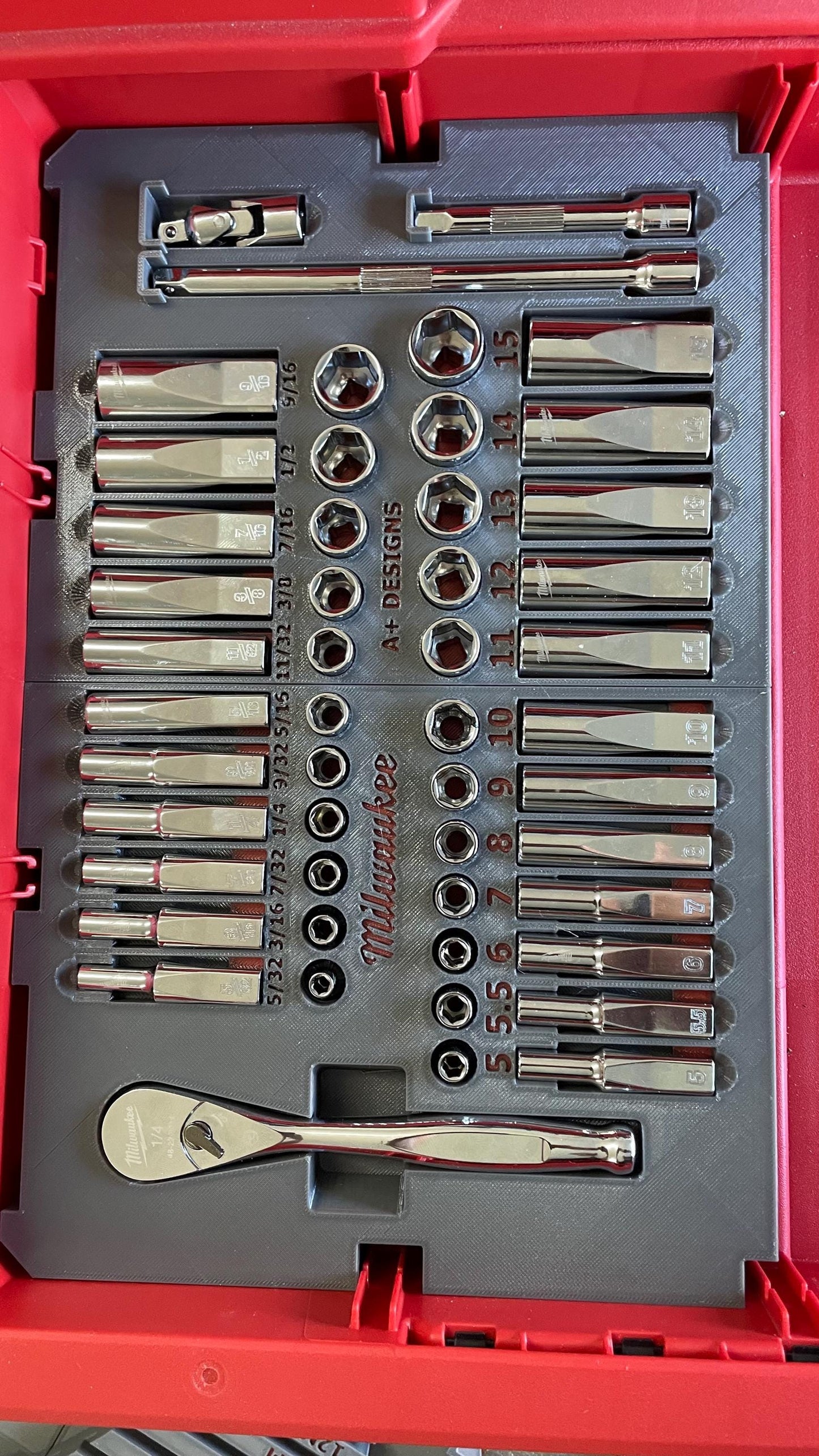 3D printed Milwaukee Drawer 1/4 socket set 48-22-9004 holder