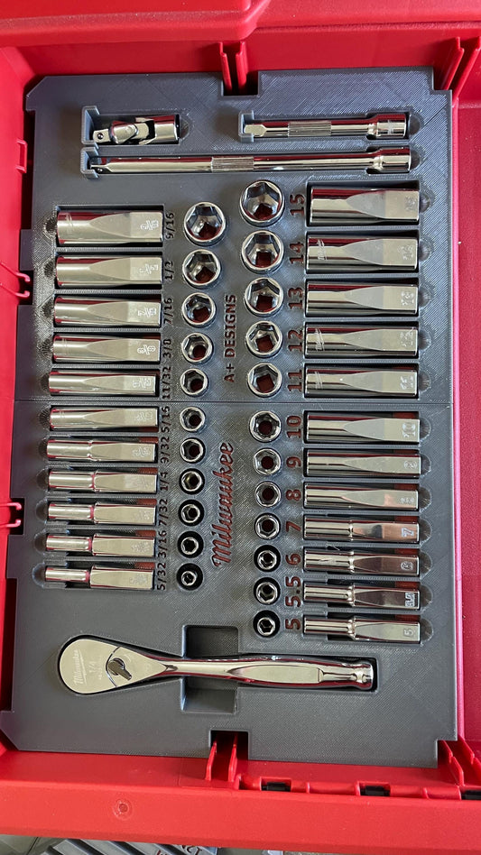 3D printed Milwaukee Drawer 1/4 socket set 48-22-9004 holder