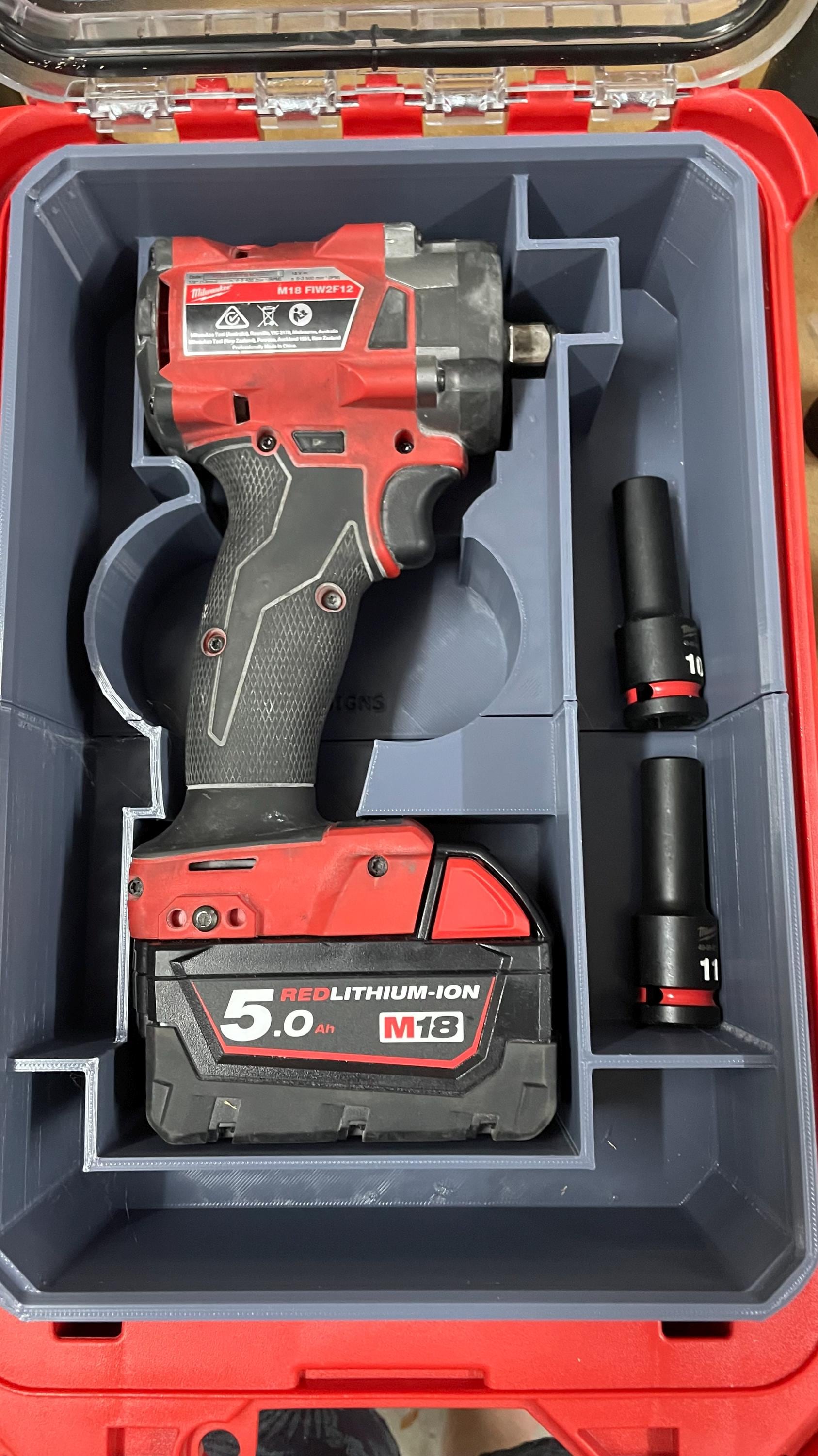 Milwaukee Packout Full size Bin for Stubby Impact FIW2F12 / FIW2P12 (2855-20 / 2885P-20) And / Or Metric Deep Impact socket set 49667054